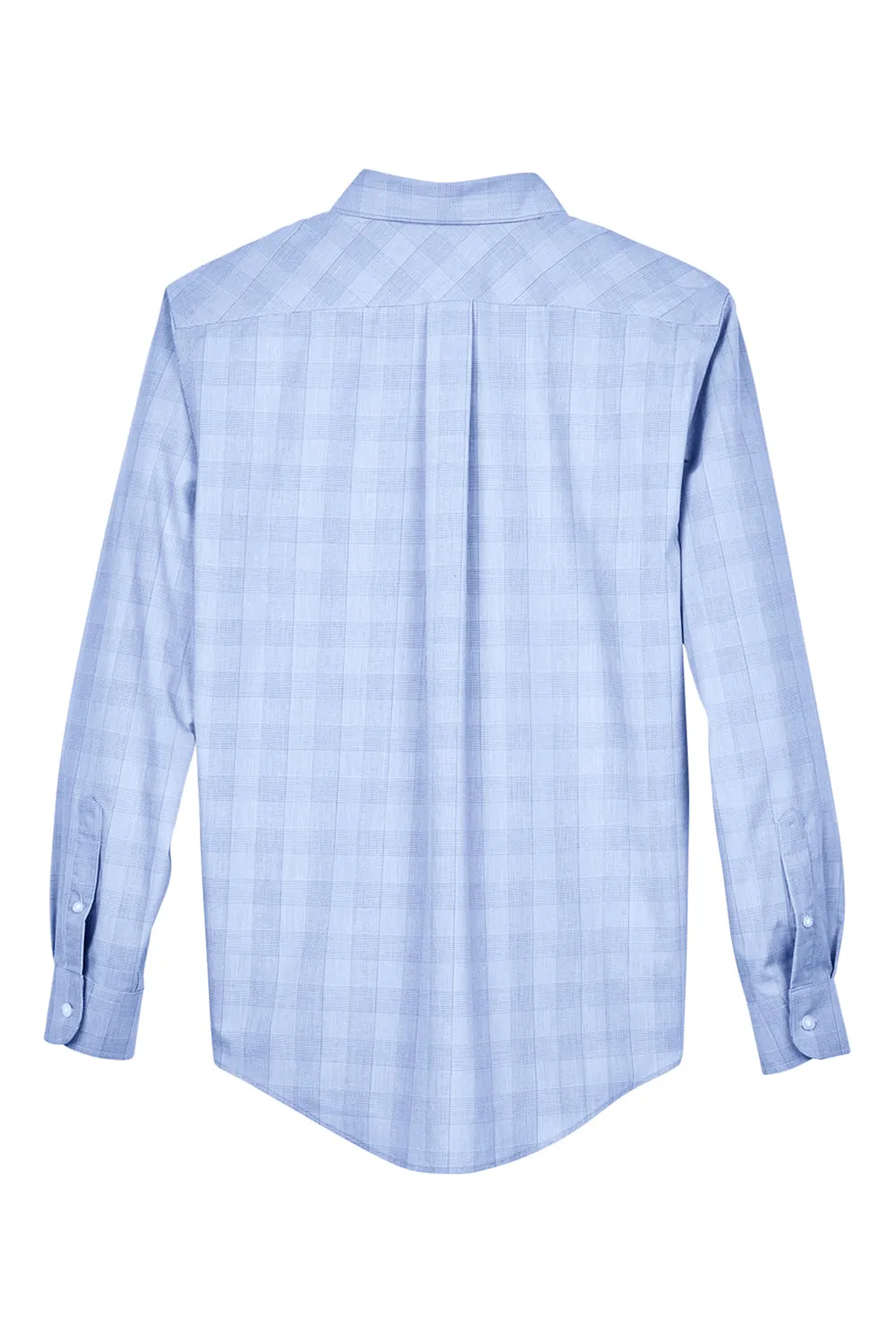 Devon & Jones Mens Crown Woven Collection Wrinkle Resistant Long Sleeve Button Down Shirt w/ Pocket - White/Light French Blue
