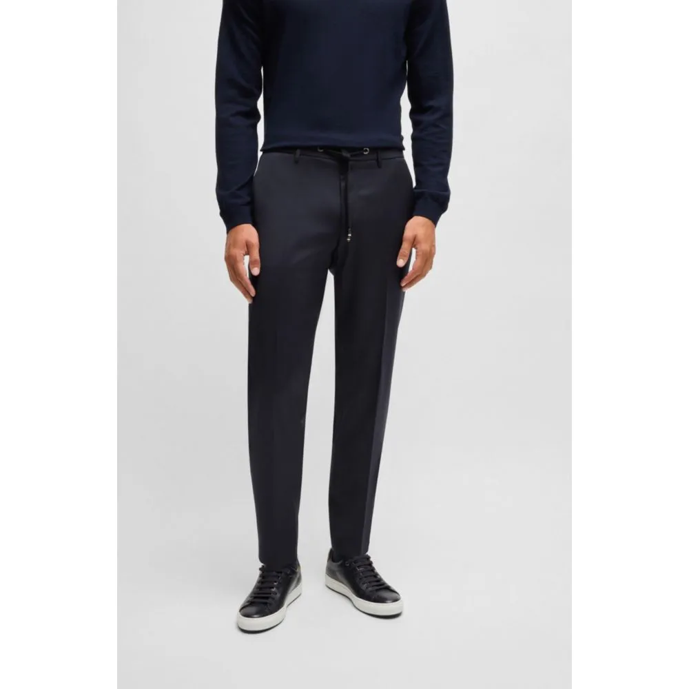 Drawstring trousers in virgin-wool serge