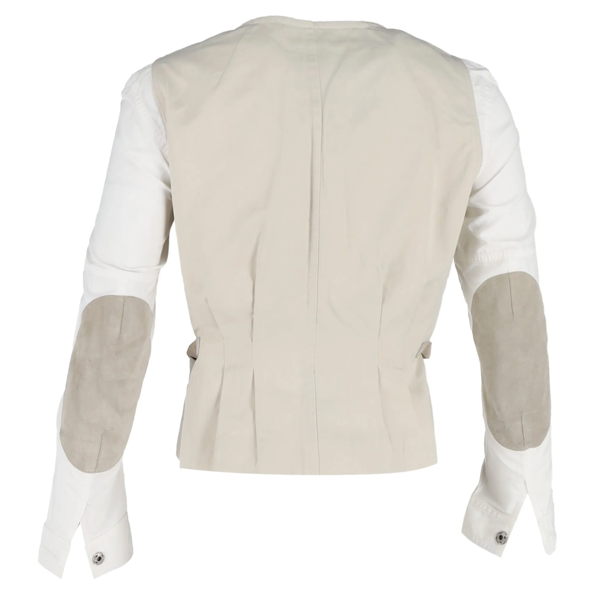 Dries Van Noten Back Leather Strap Bondage Jacket in White Polyester