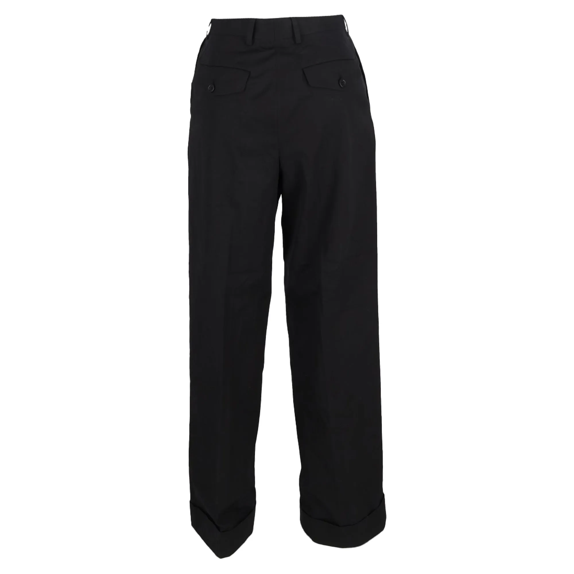 Dries Van Noten Pleated High-Waist Wide-Leg Trousers in Black Wool