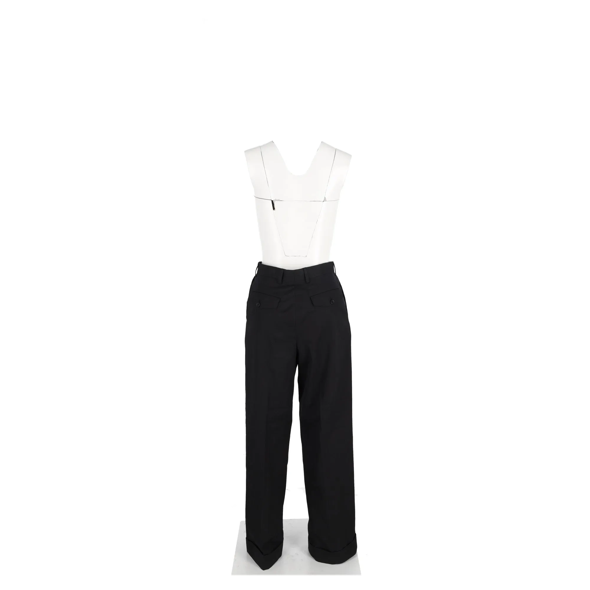 Dries Van Noten Pleated High-Waist Wide-Leg Trousers in Black Wool
