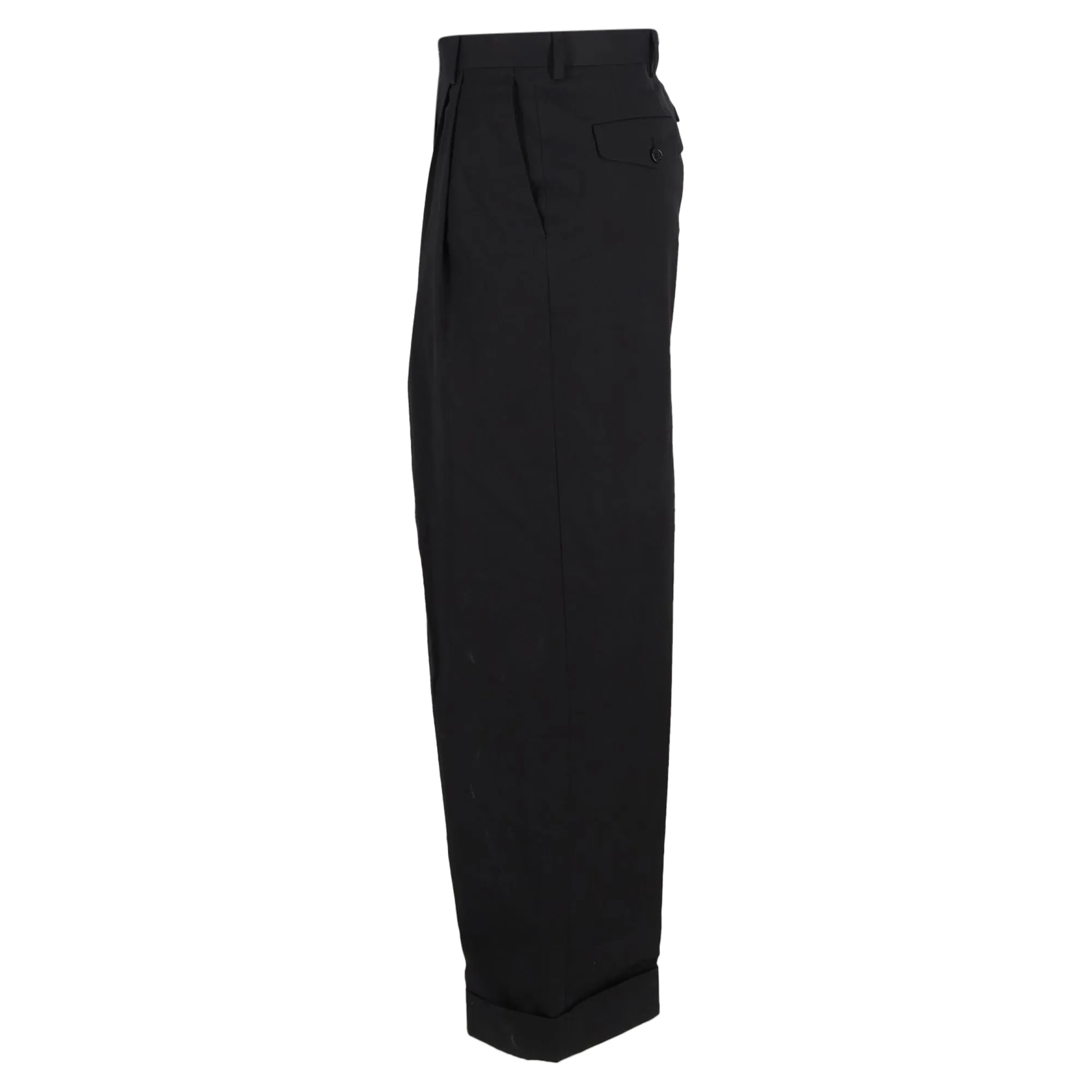 Dries Van Noten Pleated High-Waist Wide-Leg Trousers in Black Wool