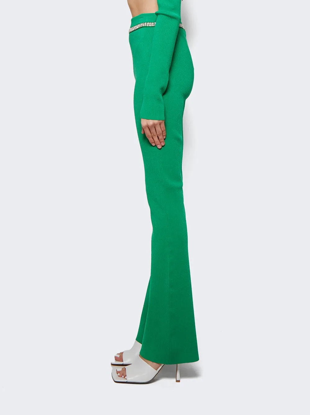Embellished Knit Flared Trousers