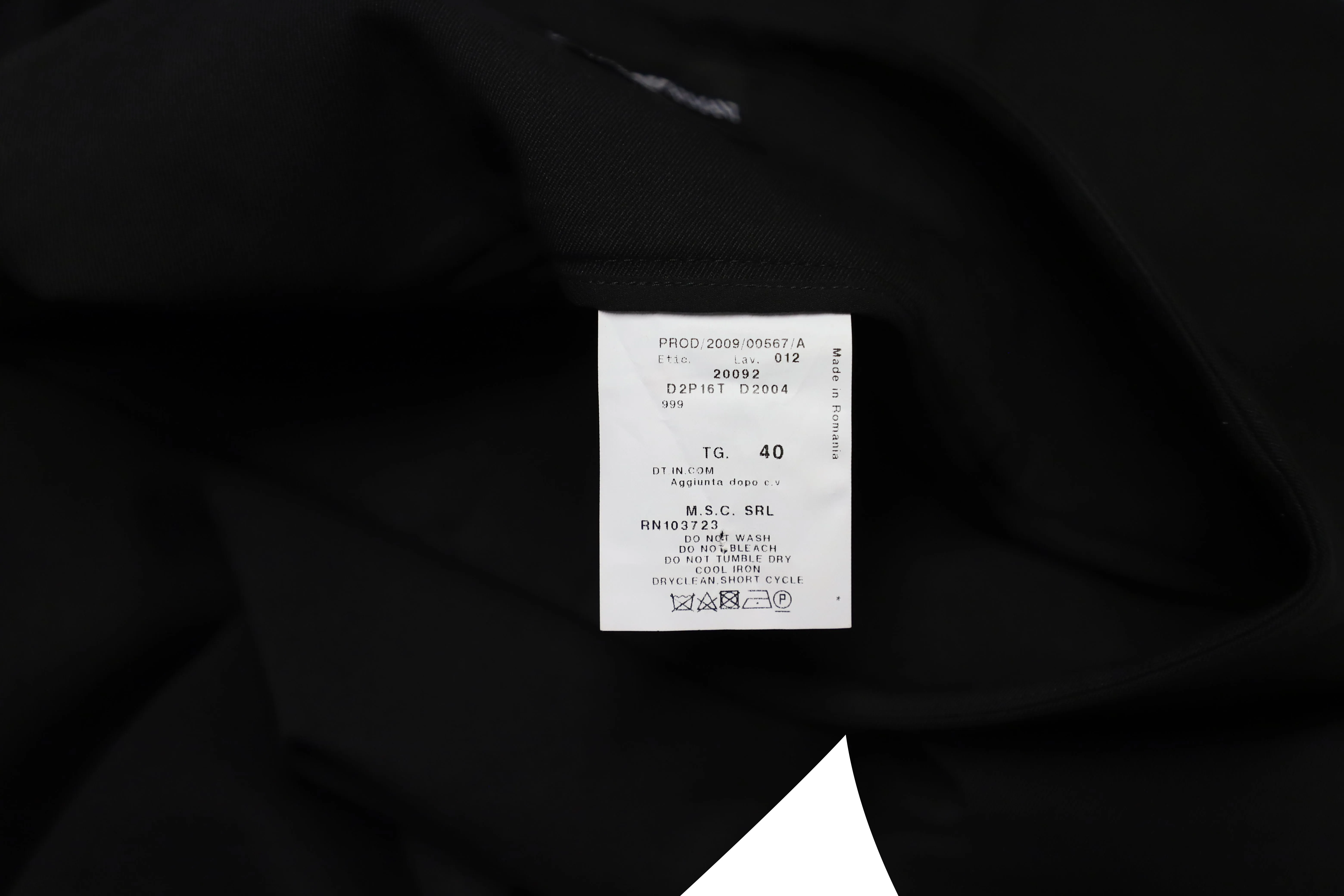 Emporio Armani Asymmetric Waistband Wide Leg Trousers in Black Cotton