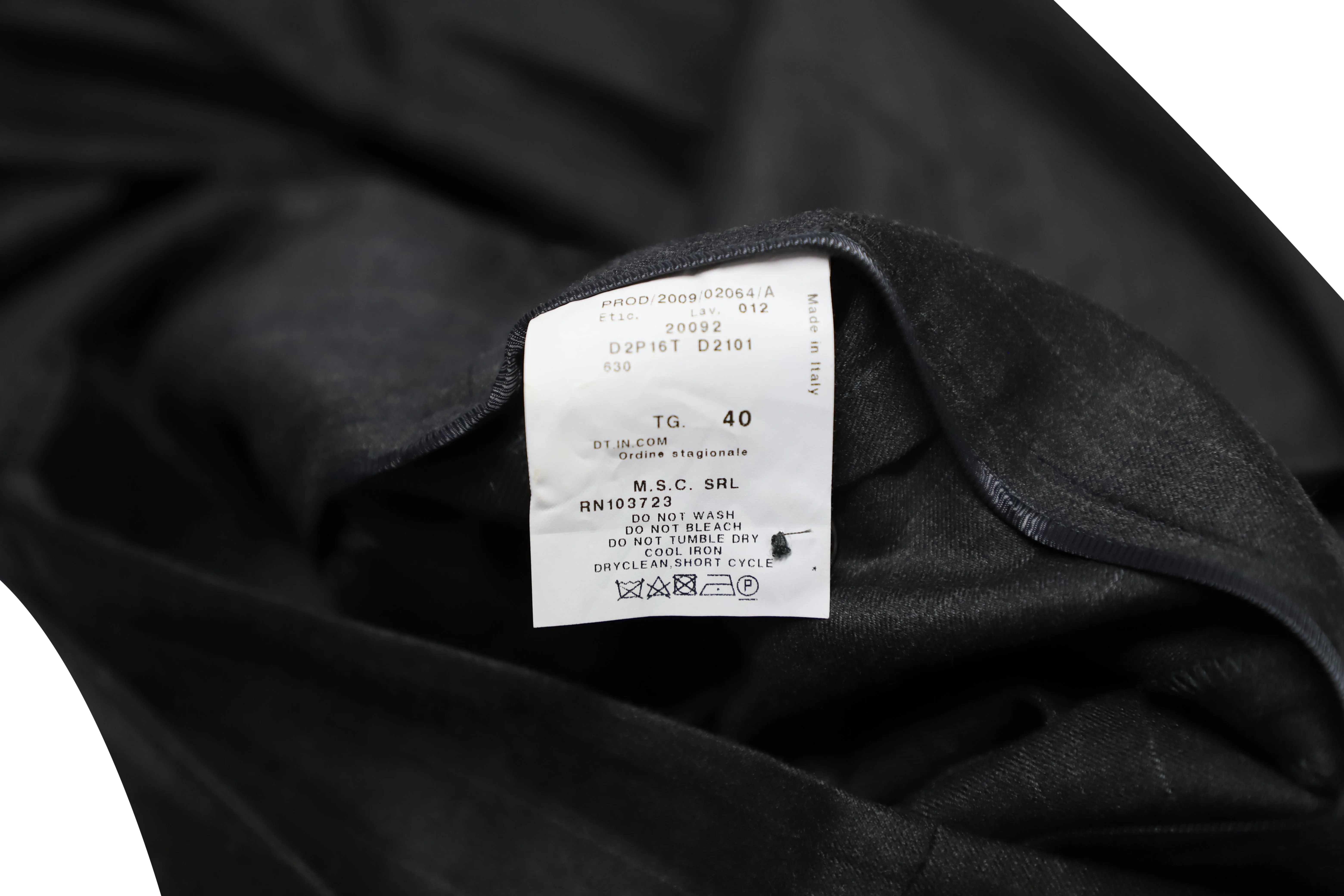 Emporio Armani Buttoned Asymmetric Waistband Wide Leg Trousers in Black Cotton