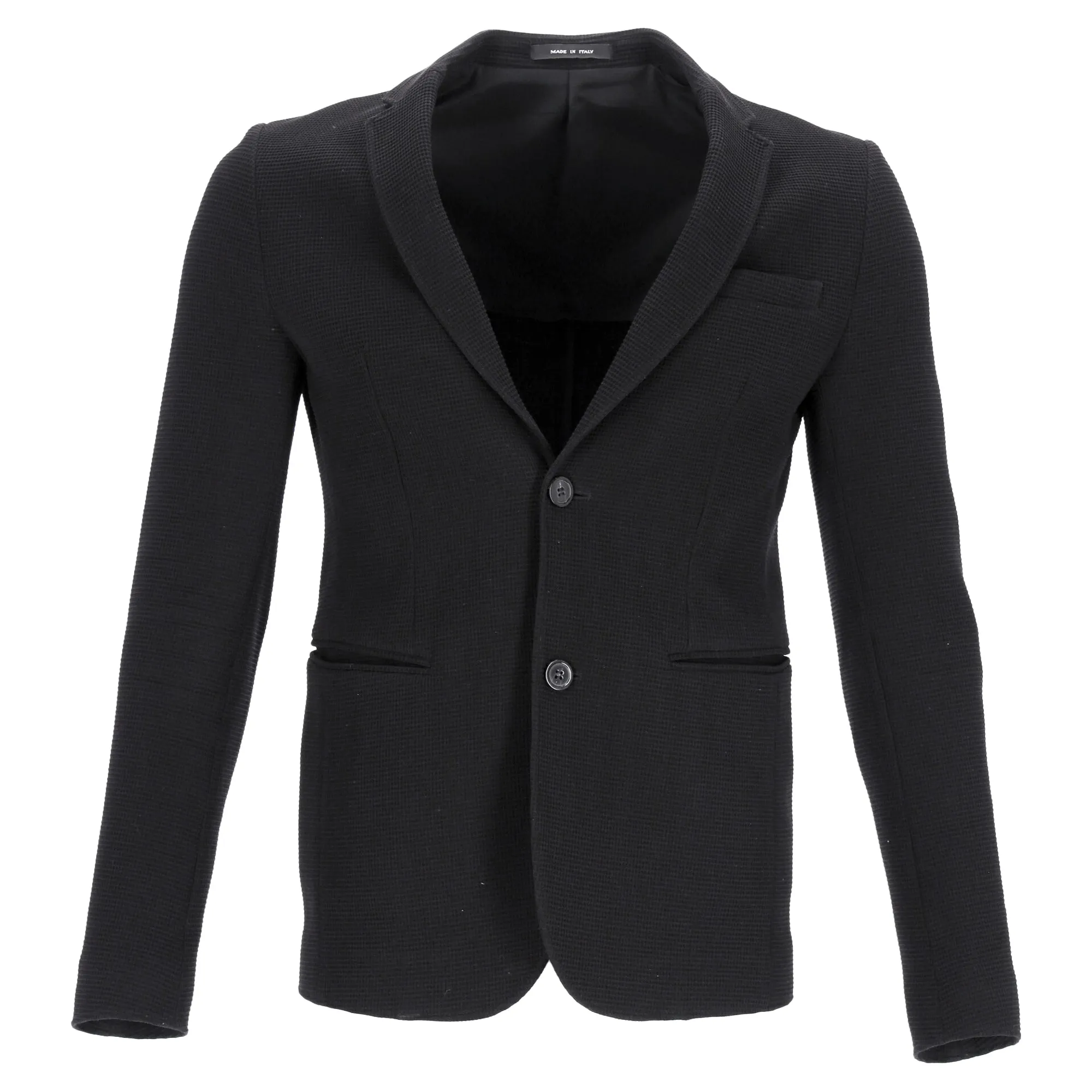 Emporio Armani Single-Breasted Balzer with Pockets in Black Wool