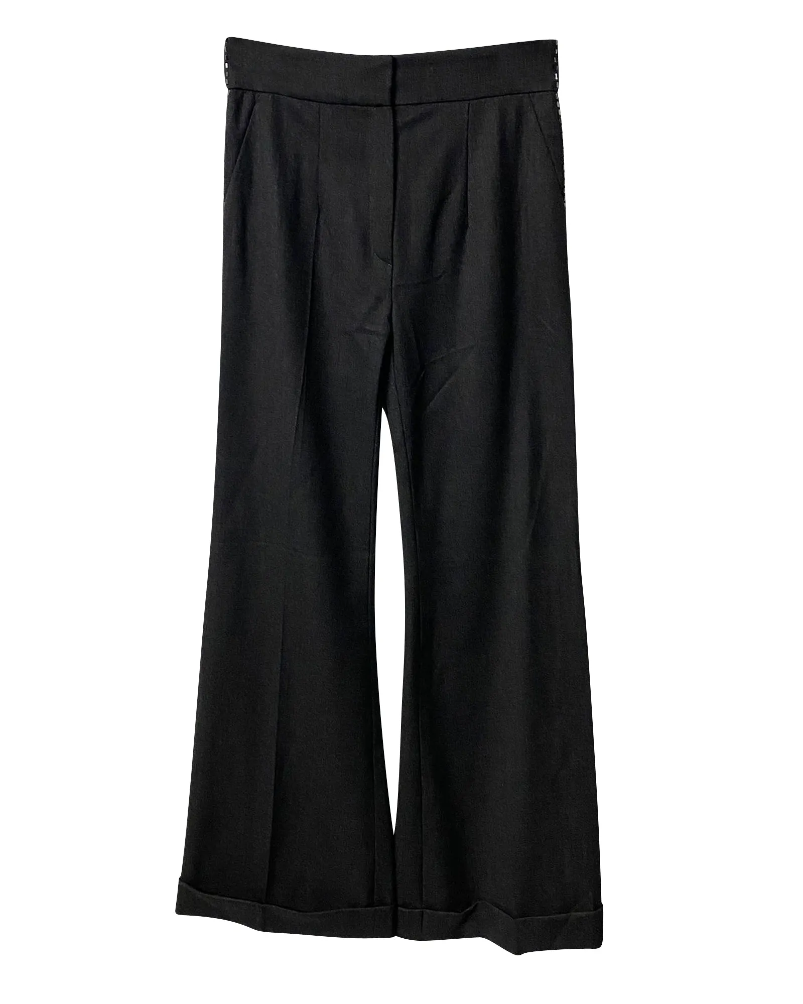 Escada Black Stone Trouser Suit Set in Black Wool