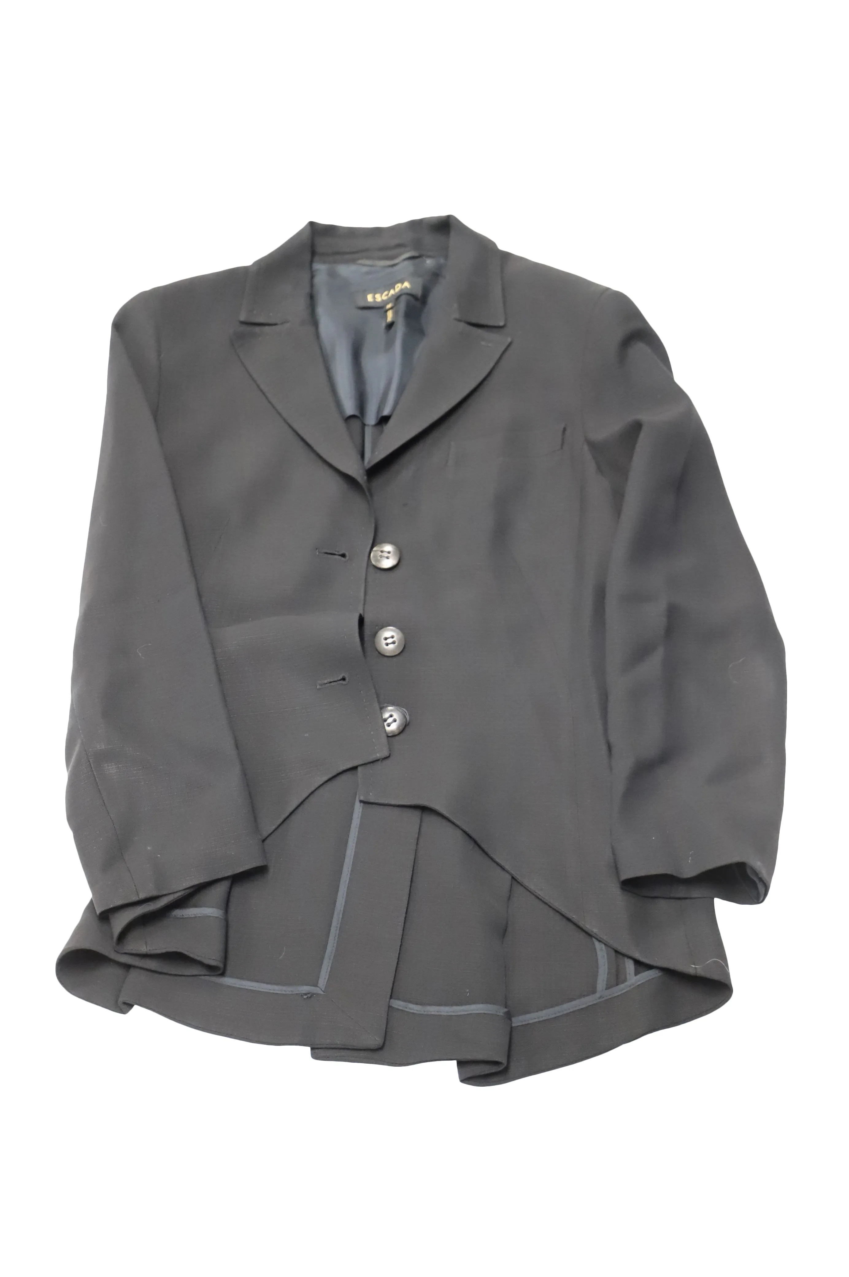 Escada Peplum-hem Blazer Jacket in Black Wool blend