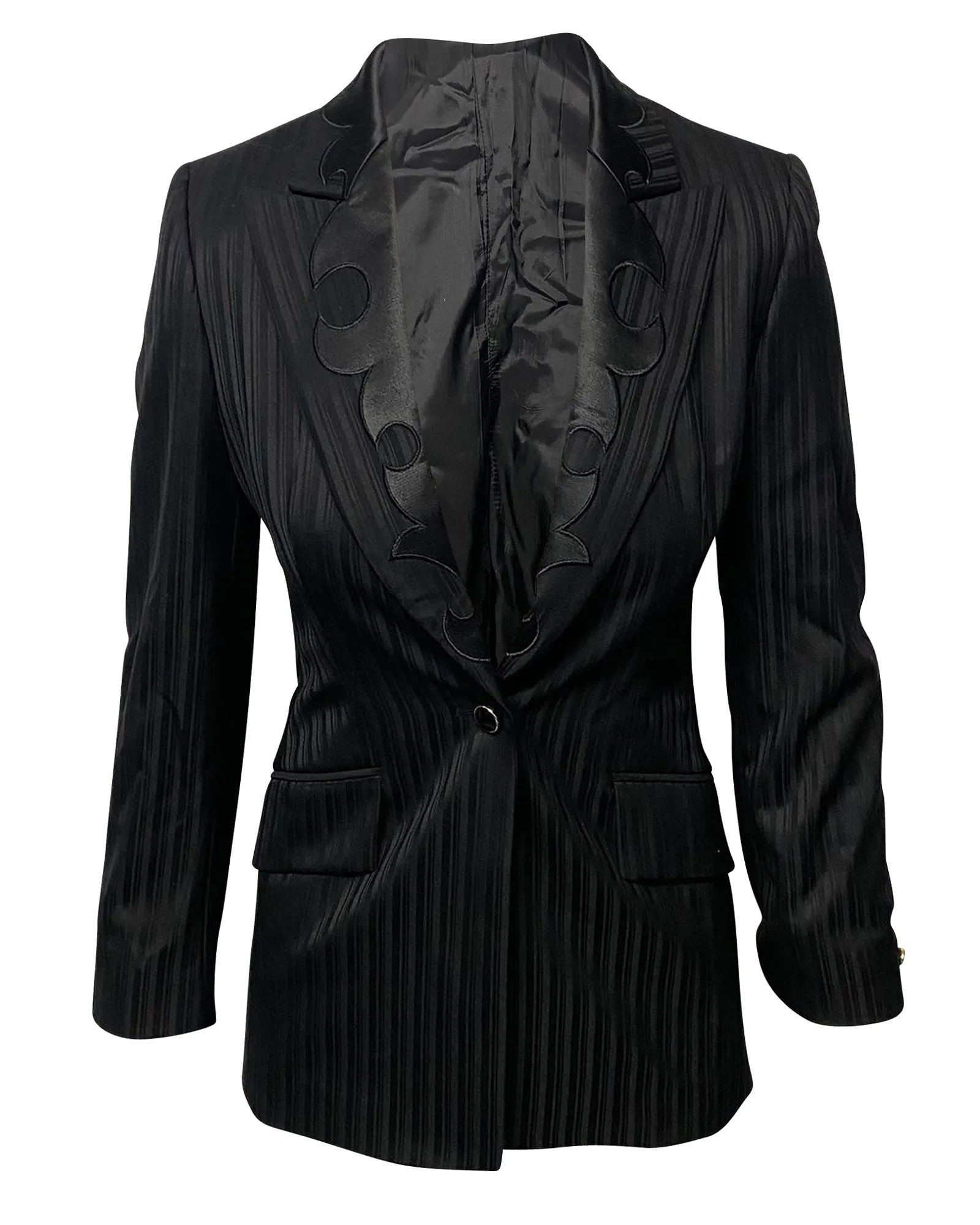 Escada Pleated Trouser Suit Set in Black Wool
