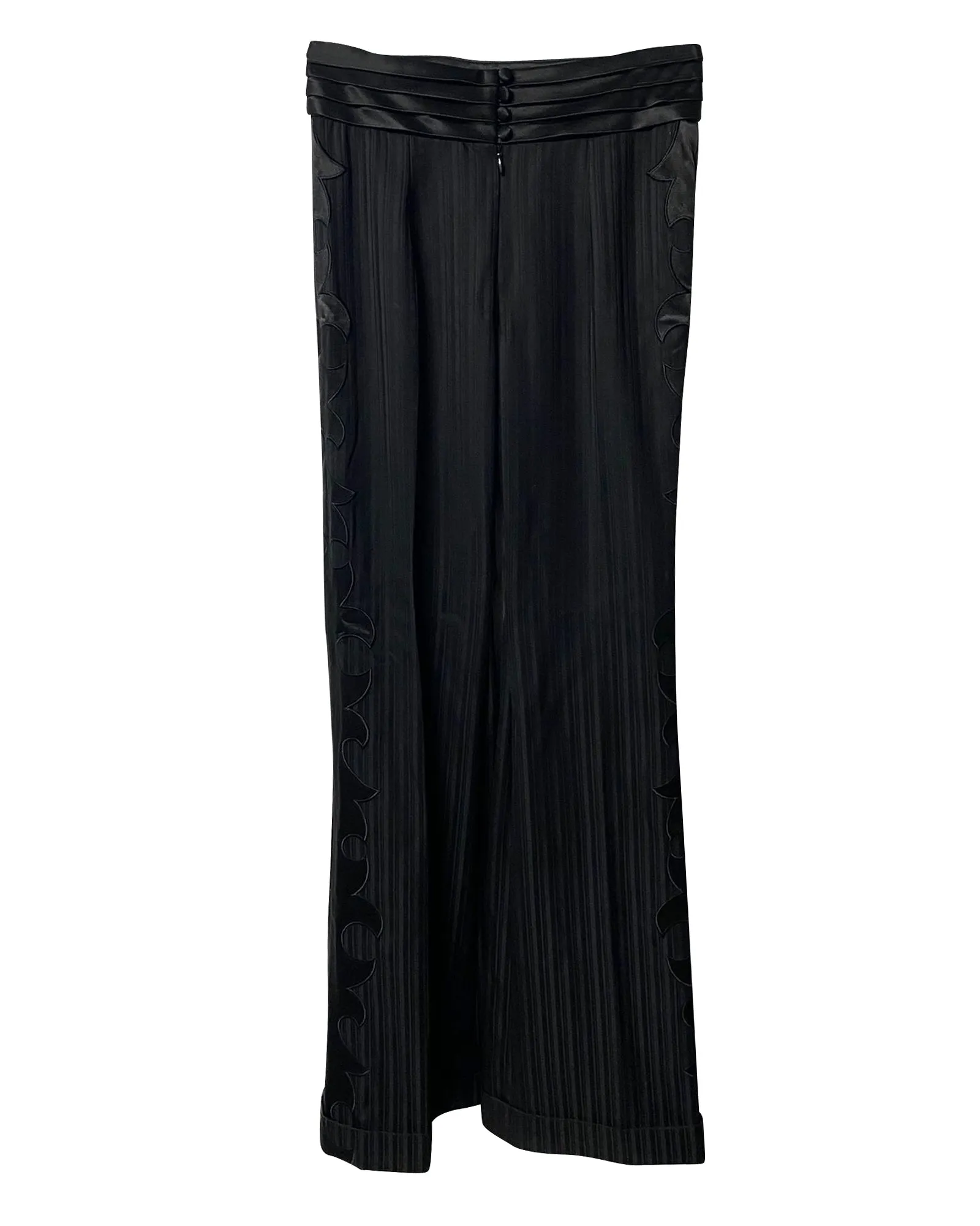 Escada Pleated Trouser Suit Set in Black Wool