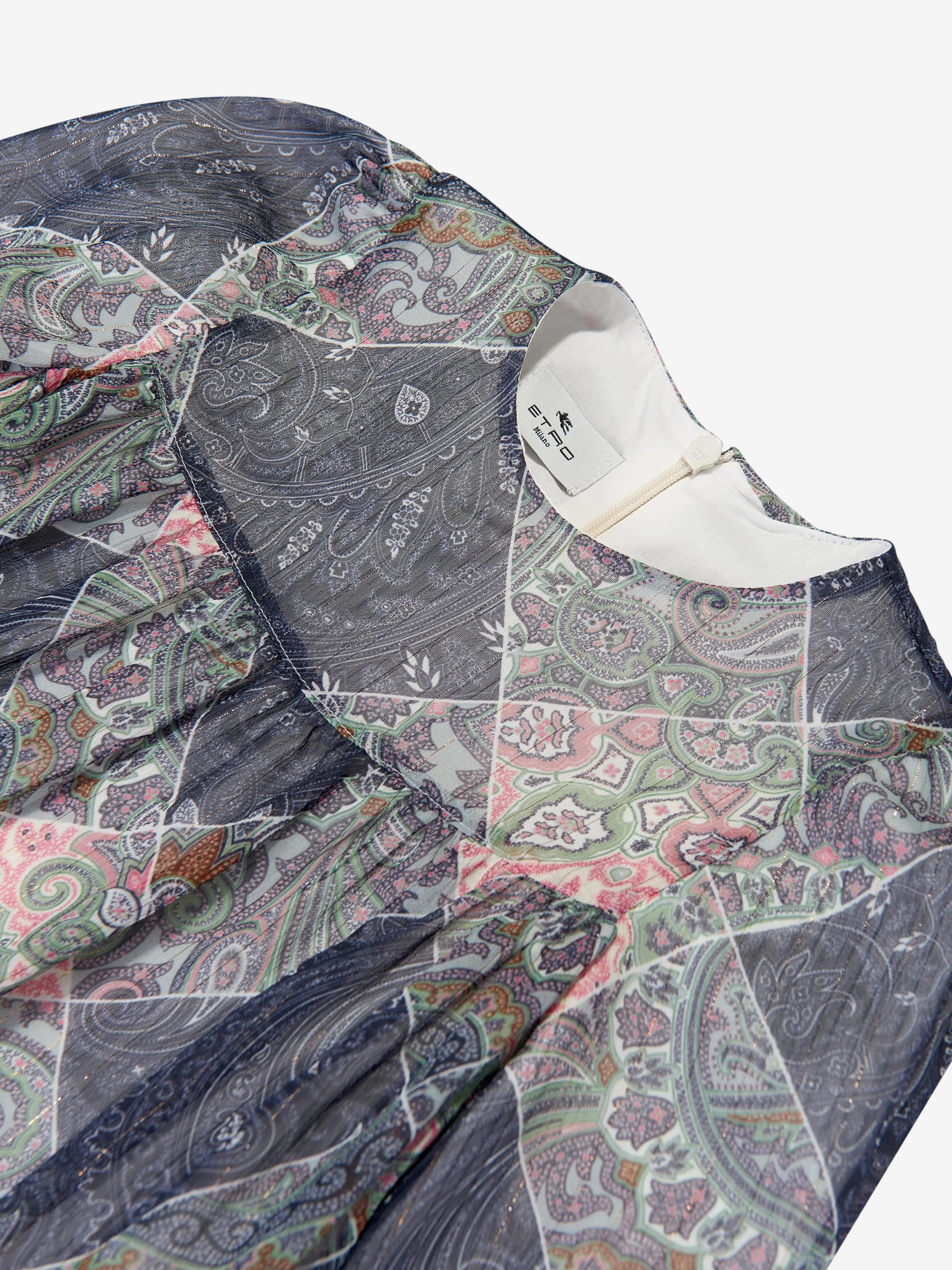 Etro Girls Paisley Woven Dress in Blue