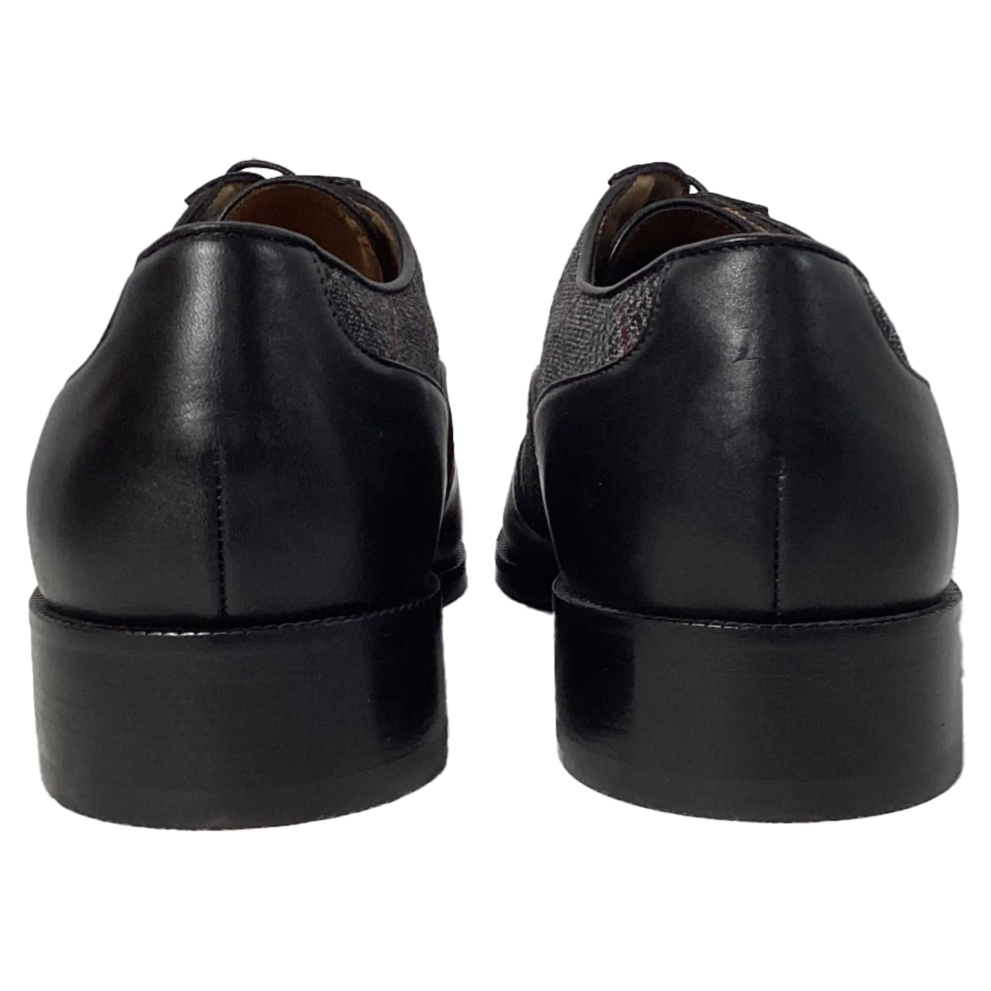 Etro Plaid Lace-Up Oxford Shoes in Black Wool and Leather