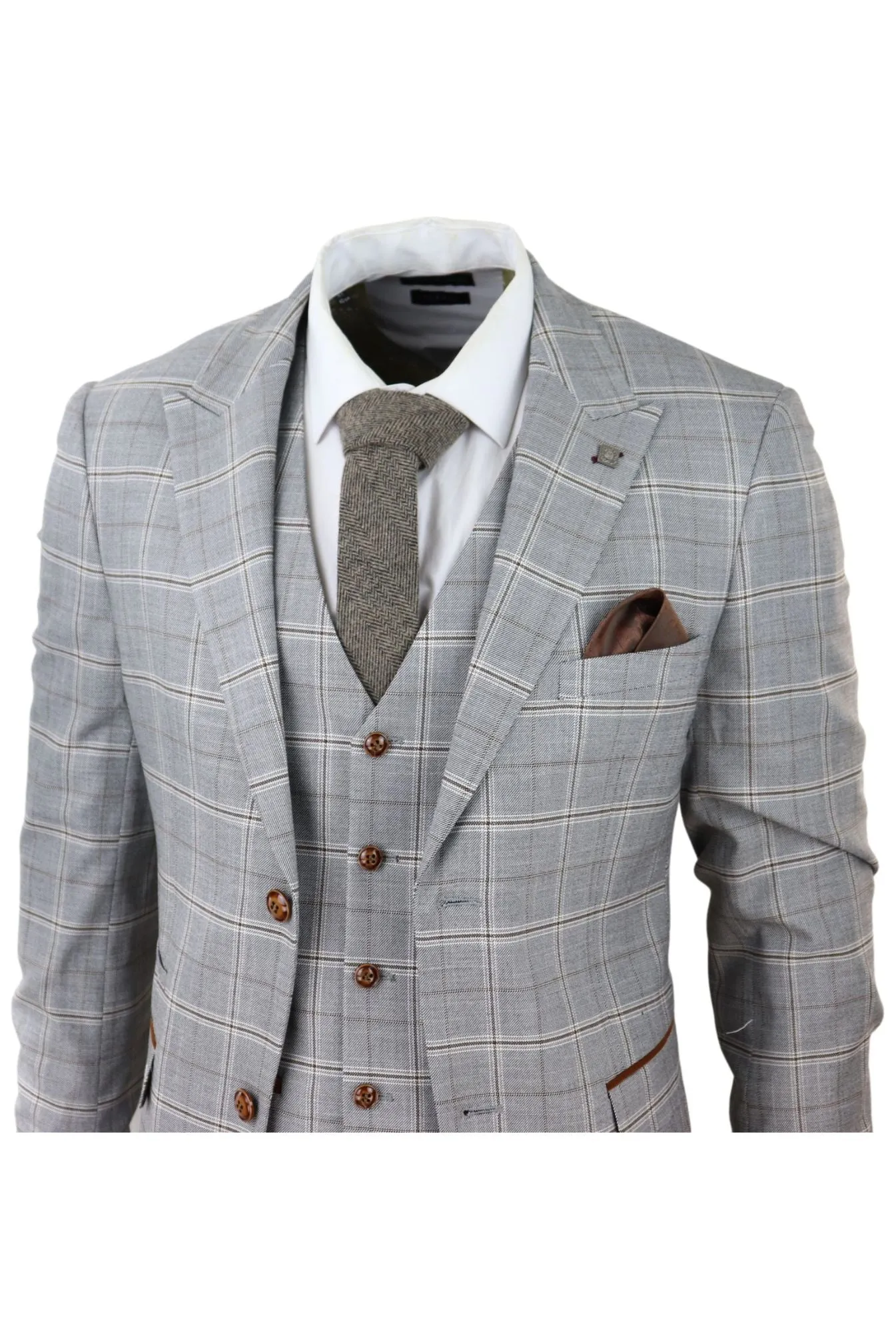 Francis Grey 3 Piece Suit Tan Brown Check