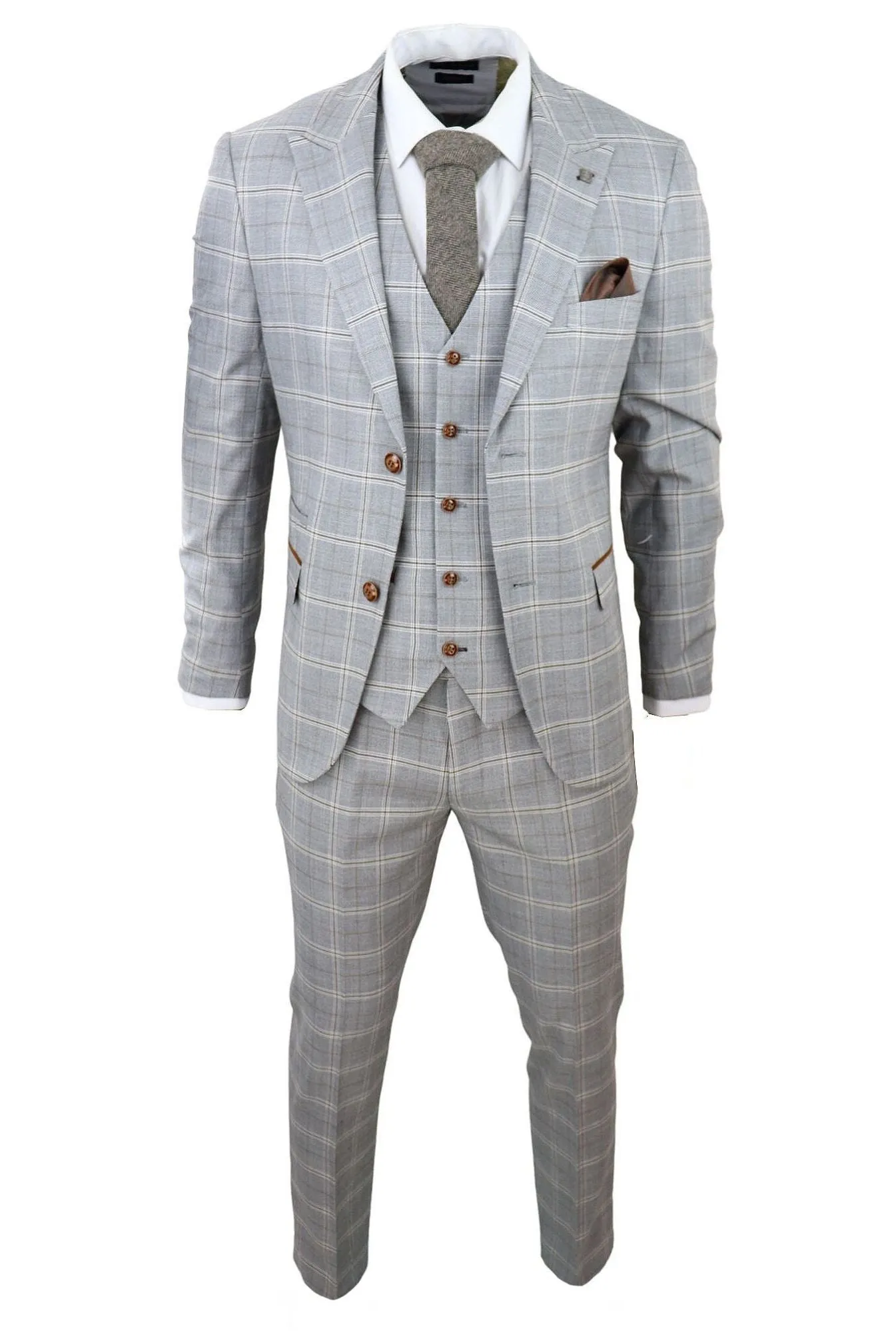 Francis Grey 3 Piece Suit Tan Brown Check