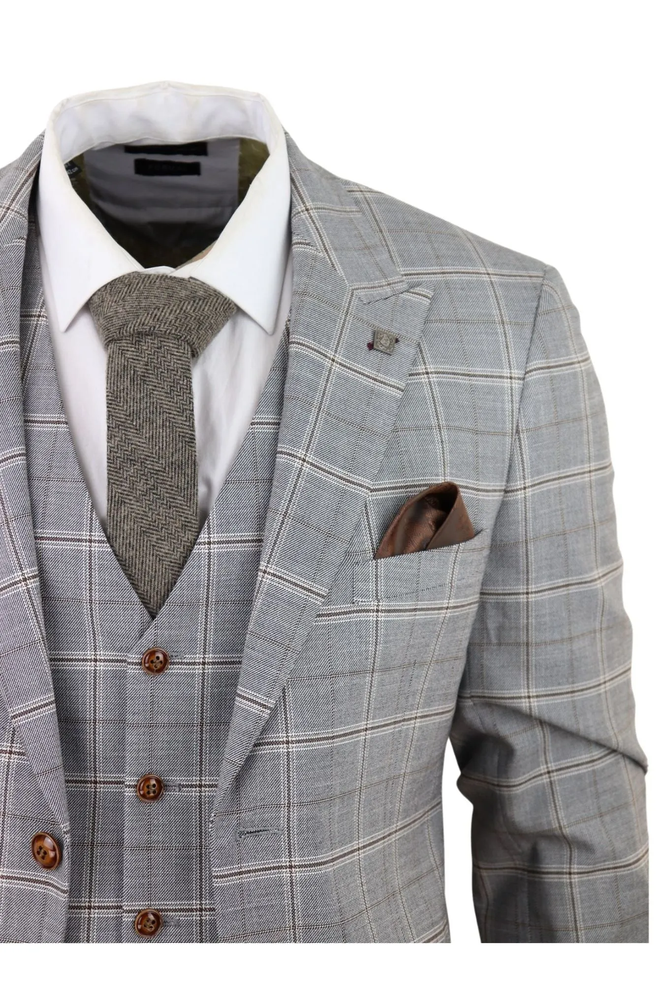 Francis Grey 3 Piece Suit Tan Brown Check