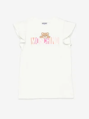Girls Bear Logo Dress in Ivory