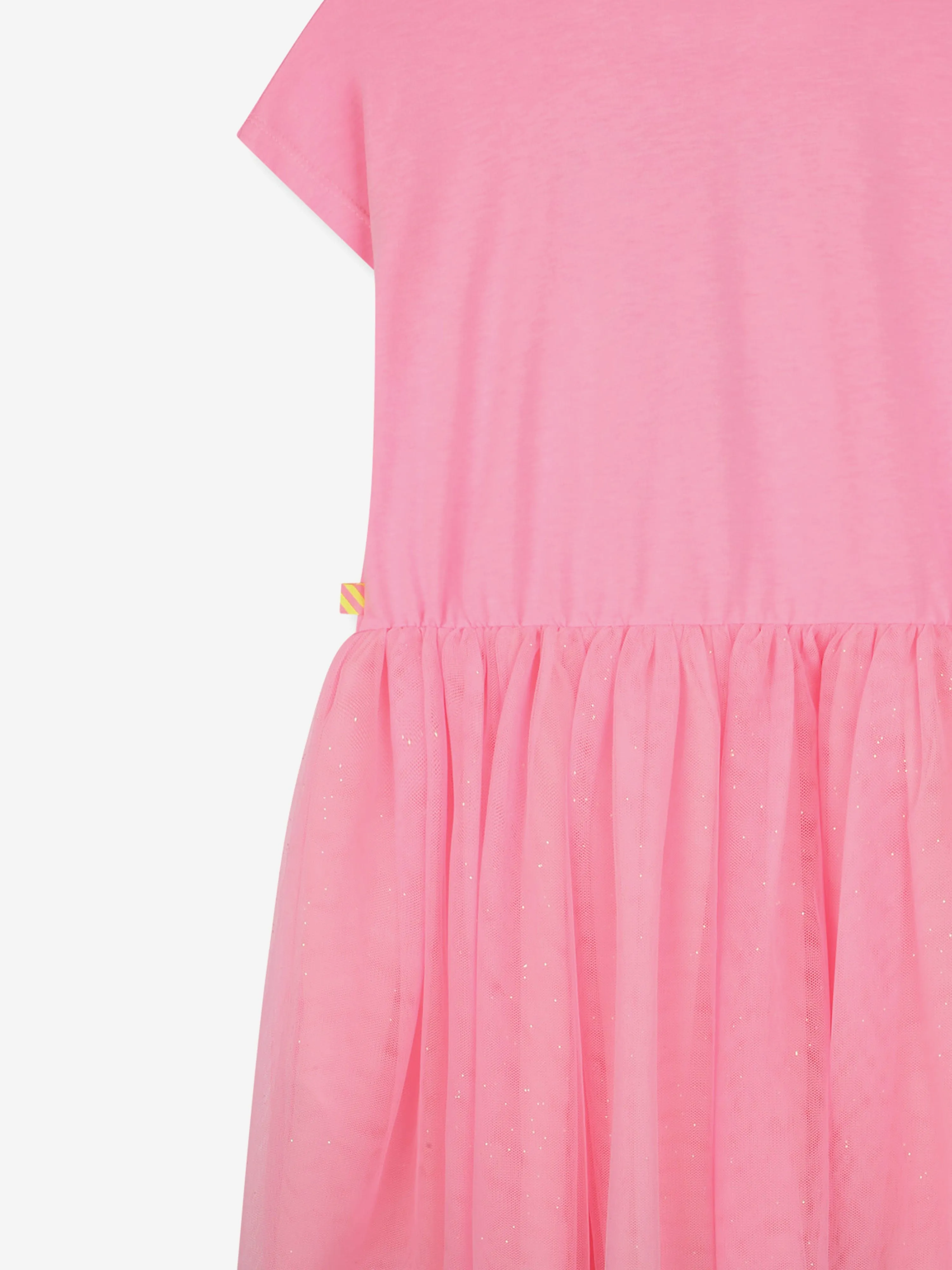 Girls Bi-material Love Dress in Pink