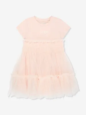 Girls Jersey and Tulle Dress in Pink