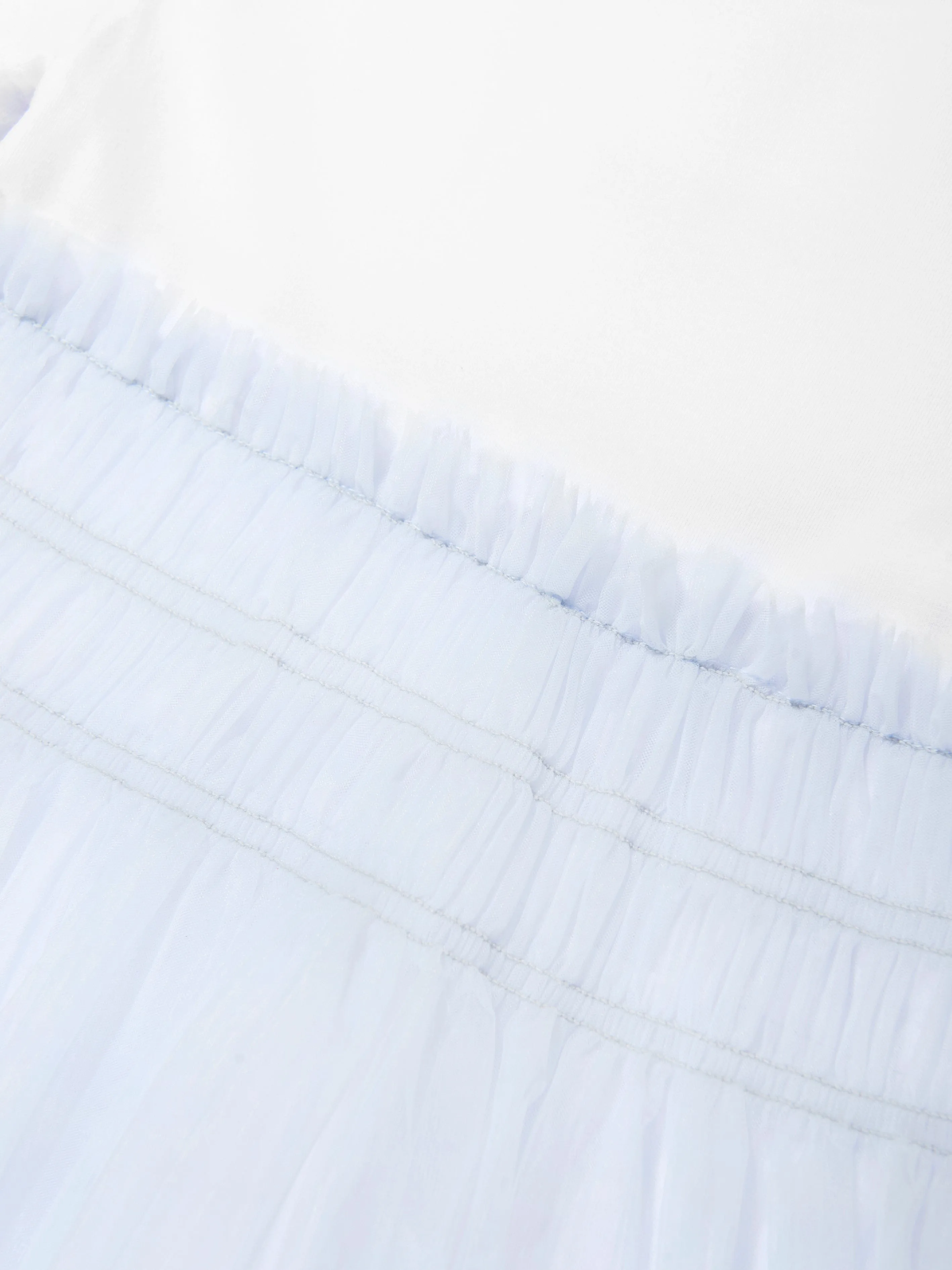 Girls Jersey and Tulle Dress in White
