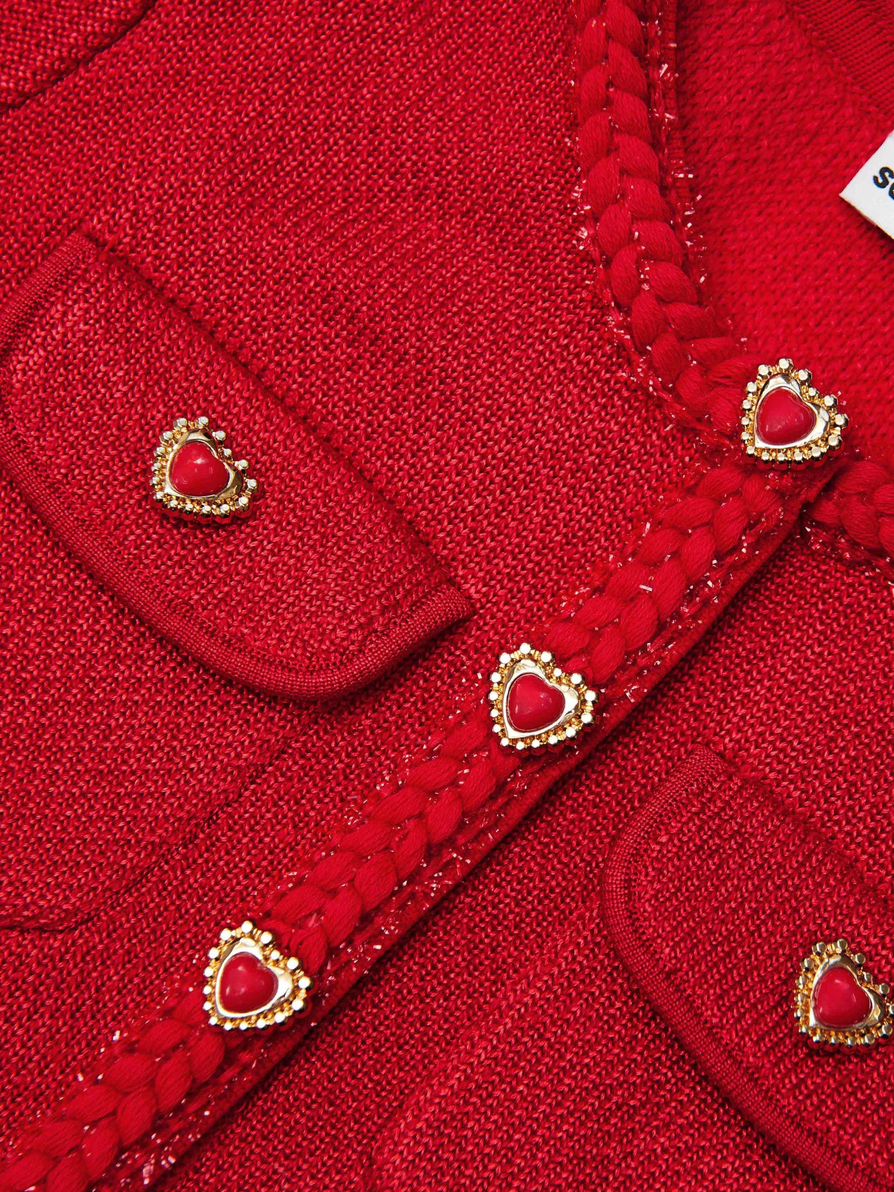 Girls Knitted Pleat Dress in Red