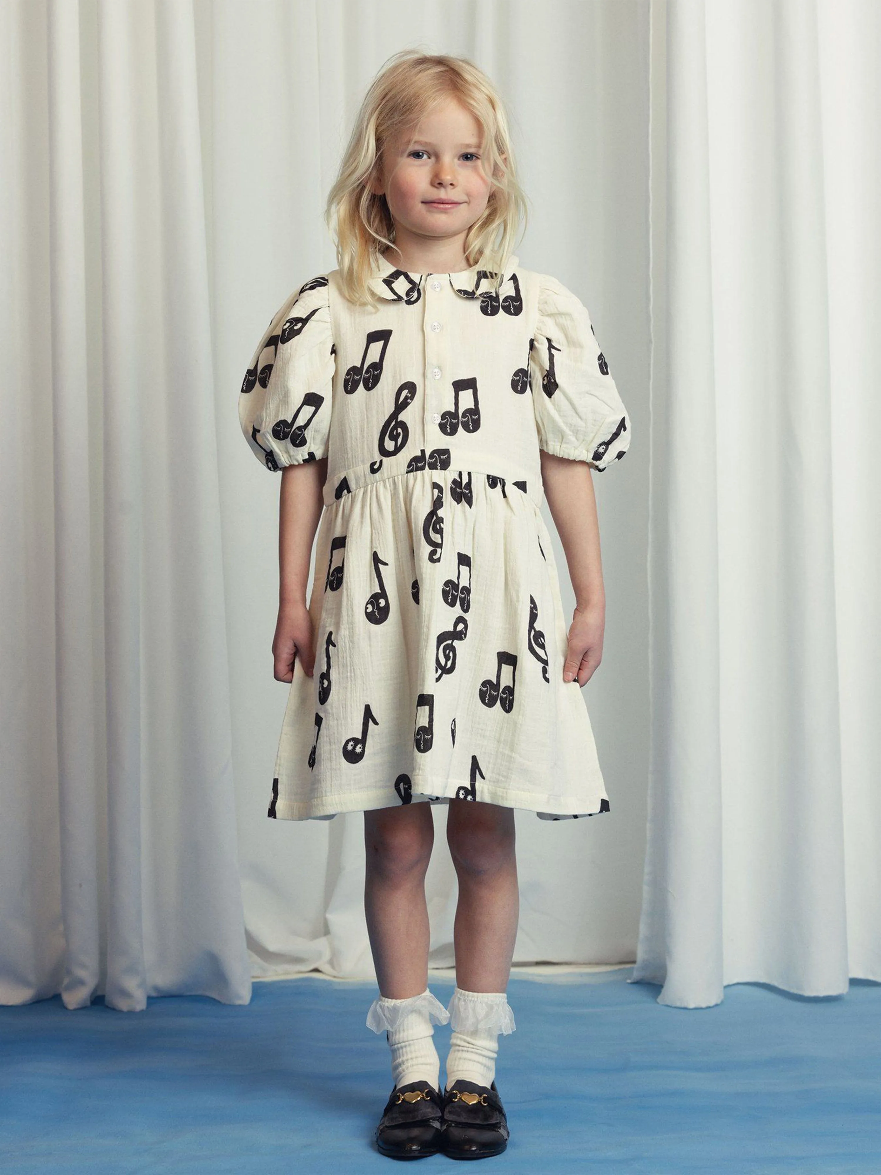 Girls Note AOP Muslin Dress in White