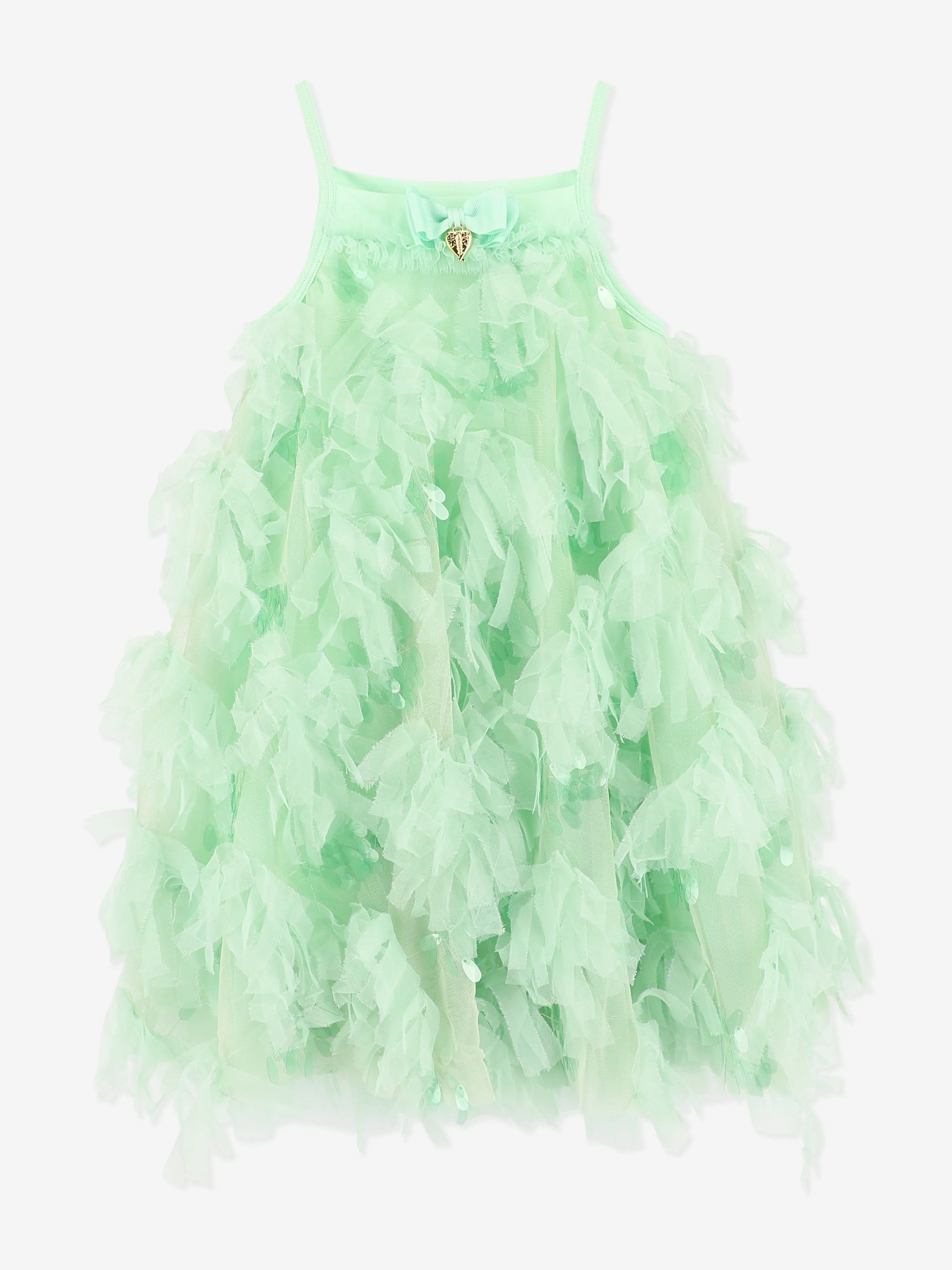 Girls Palma 3D Tulle and Sequin Dress in Green