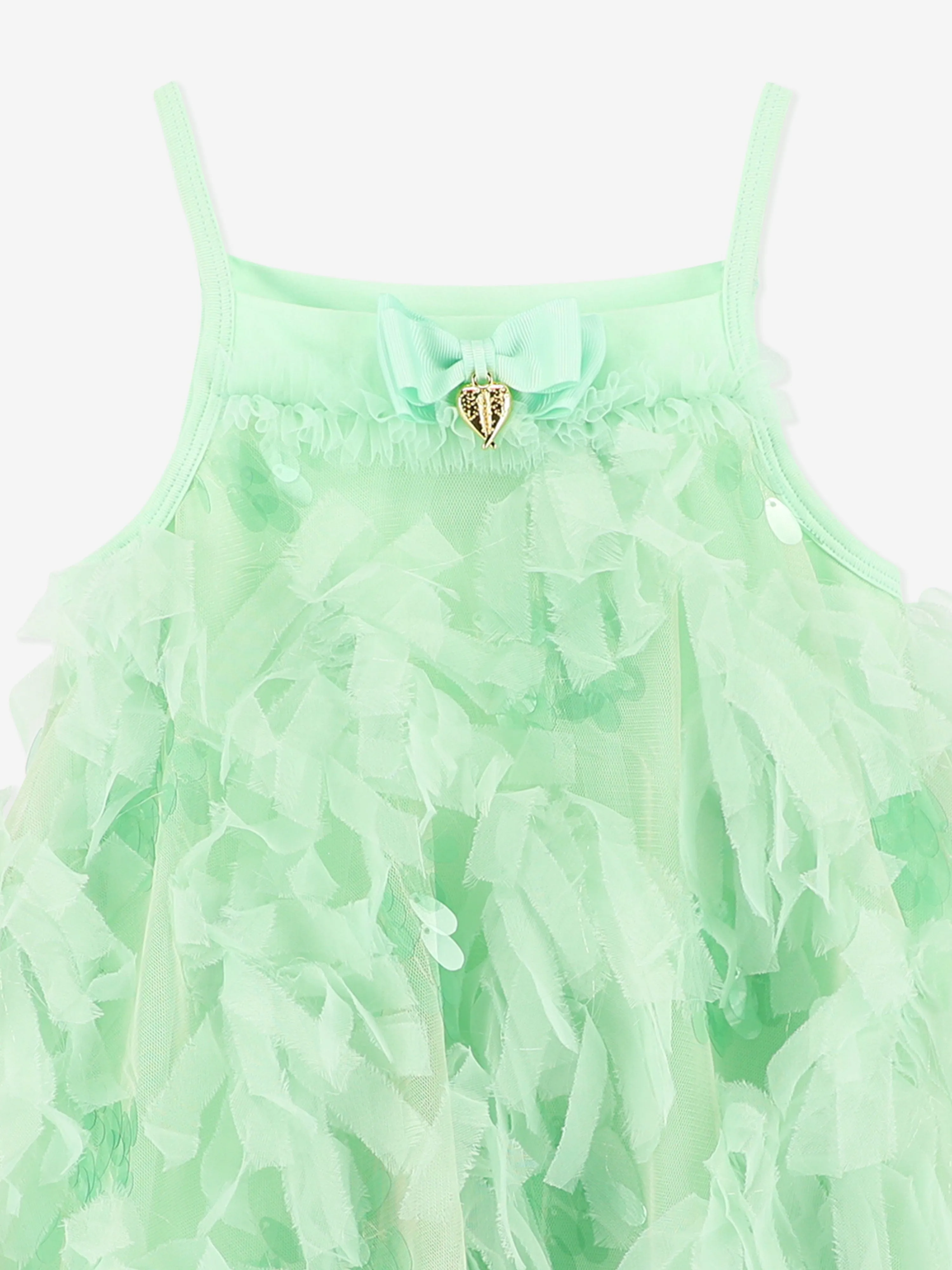 Girls Palma 3D Tulle and Sequin Dress in Green