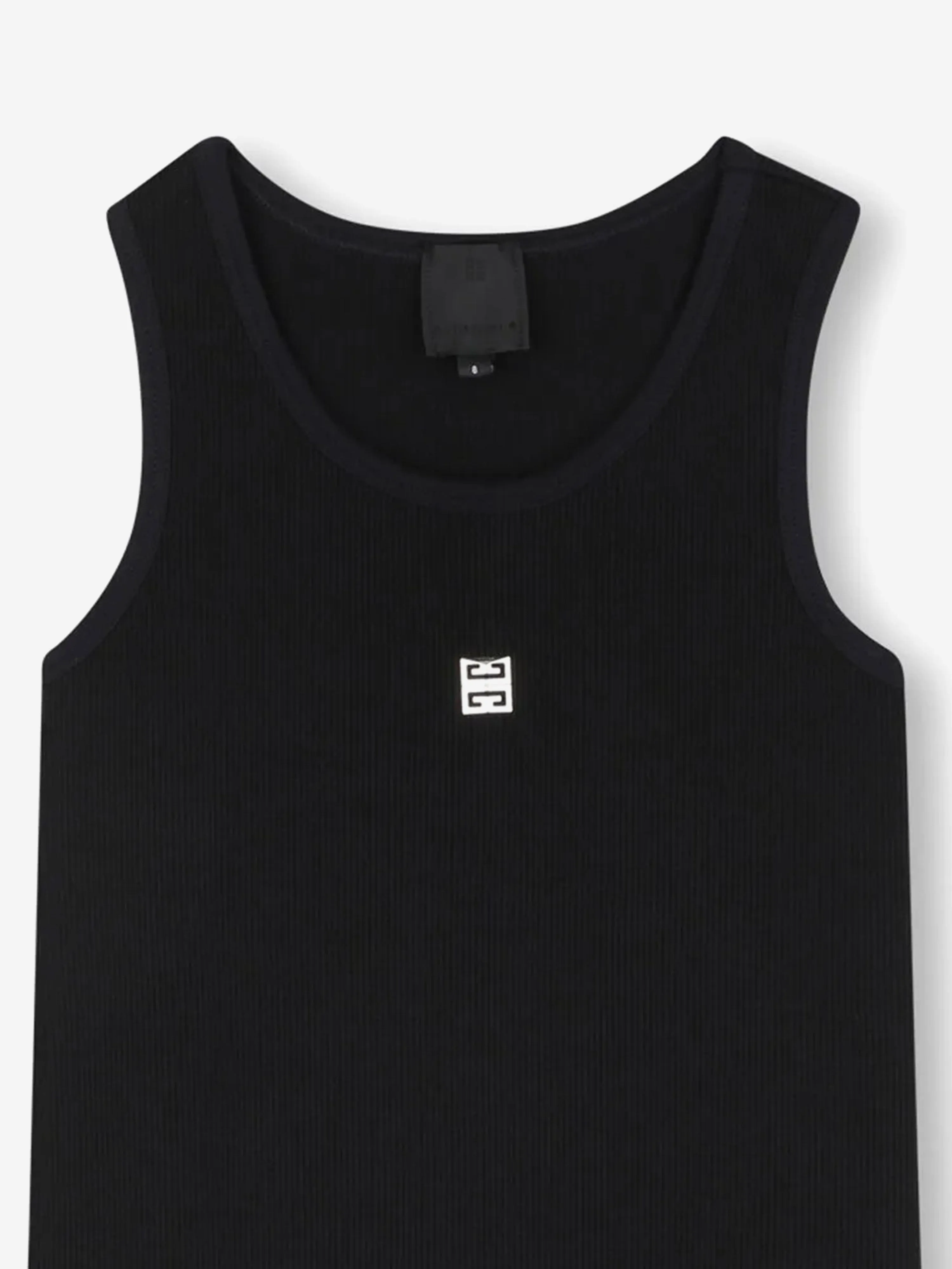 Girls Ribbed Logo Tank Dress in Black