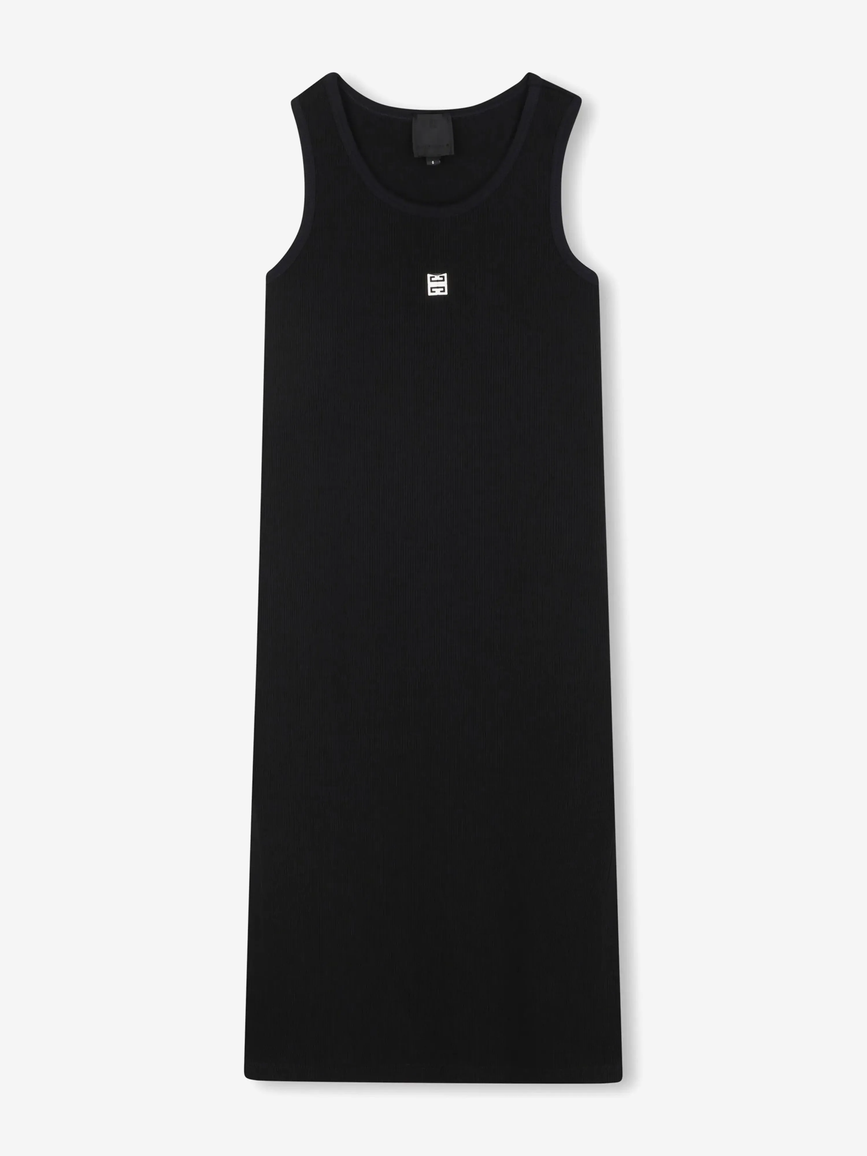 Girls Ribbed Logo Tank Dress in Black