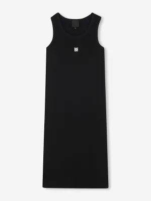Girls Ribbed Logo Tank Dress in Black