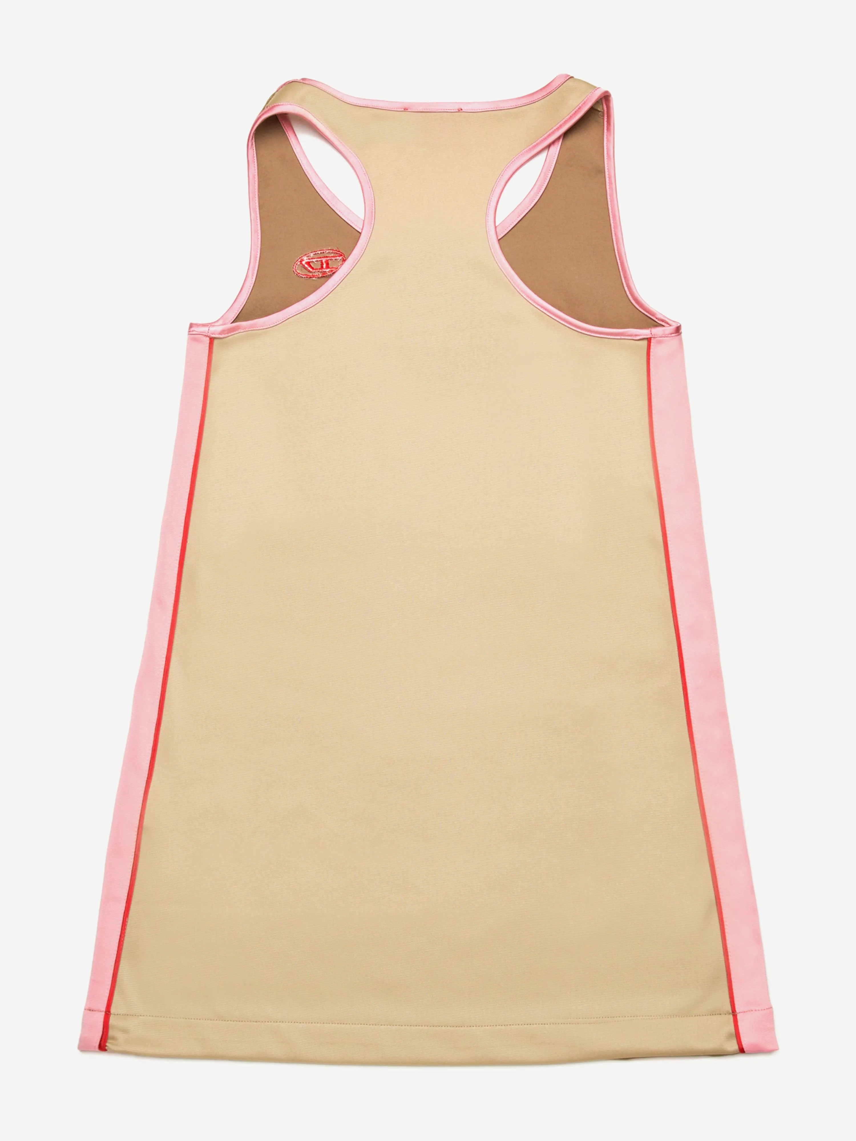 Girls Satin and Jersey Sleeveless Dress in Beige
