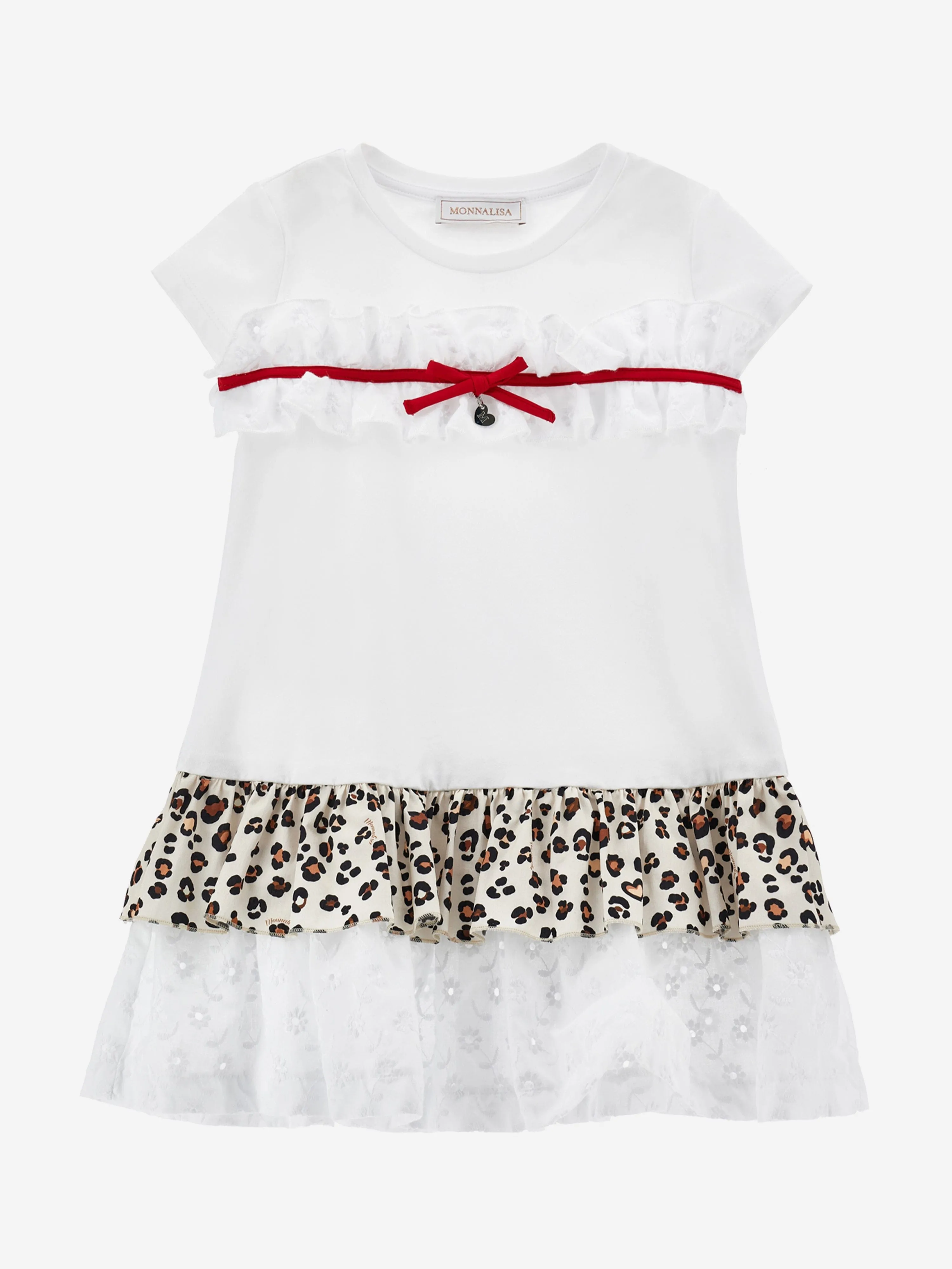 Girls Spotted Ruffle Dress in White