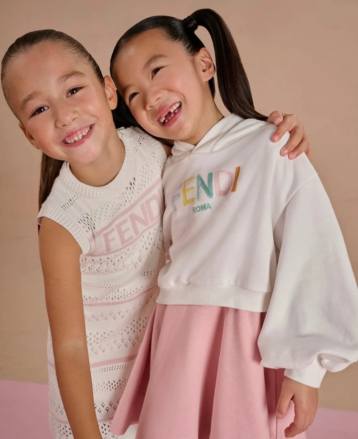 Girls Striped Crochet Dress in White