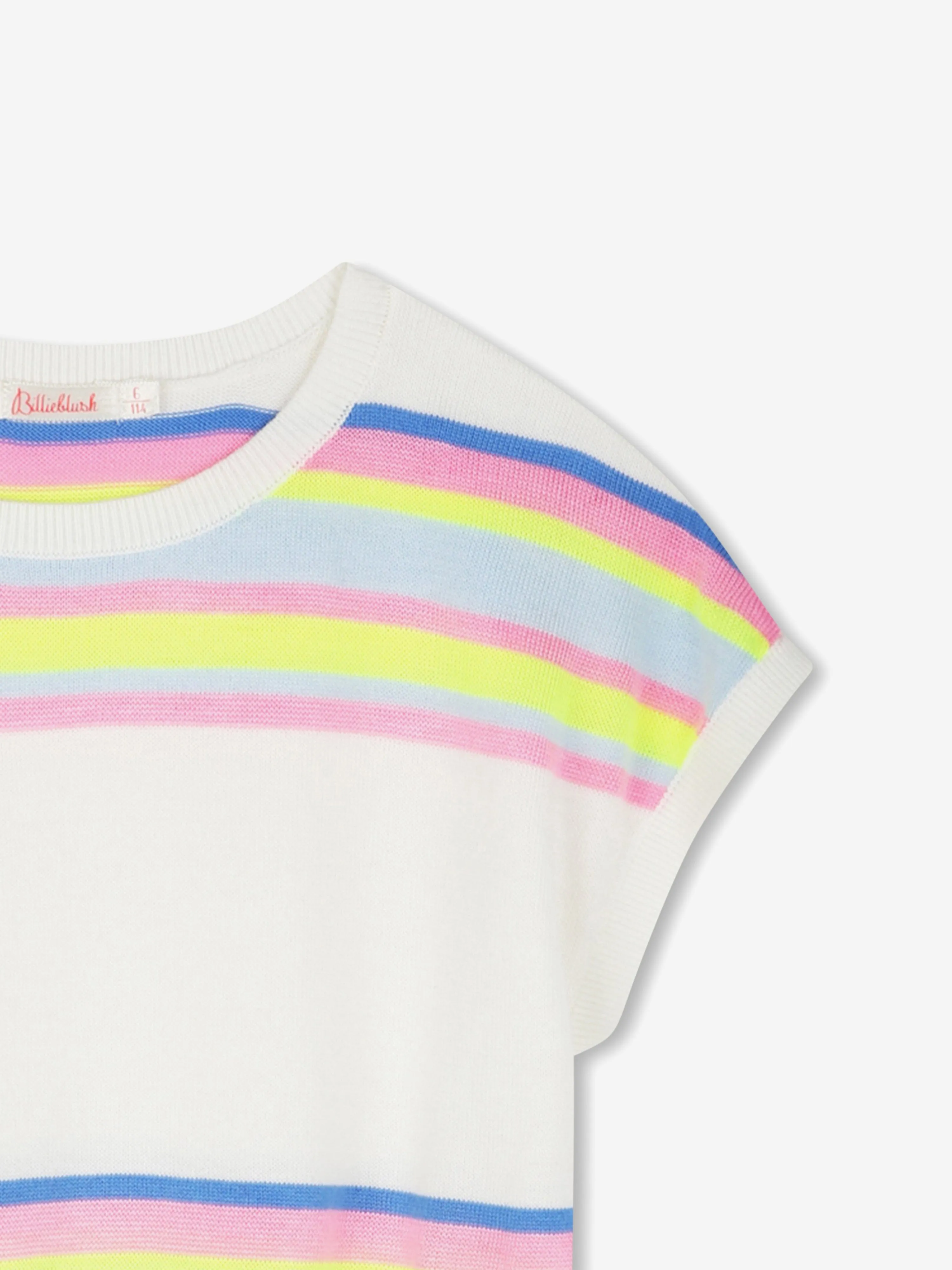 Girls Striped Knitted Dress in Ivory