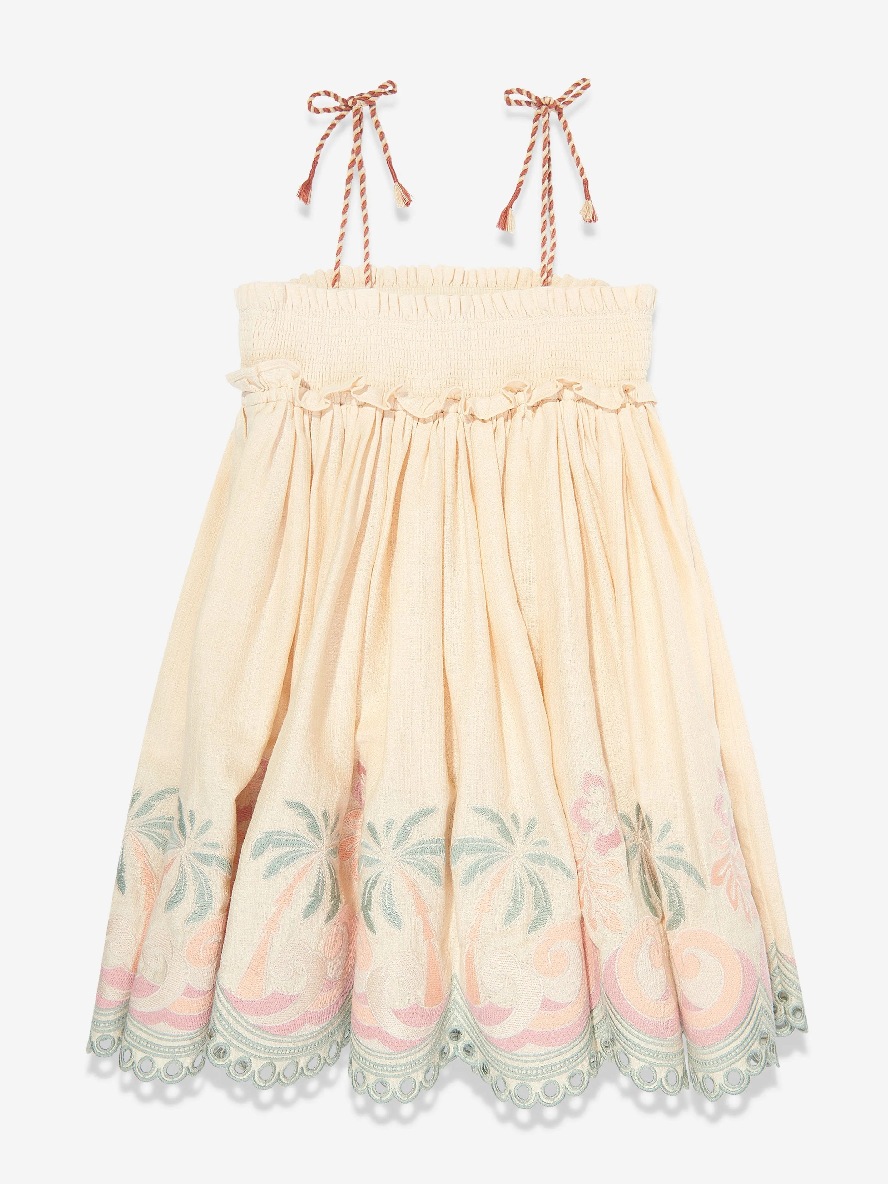 Girls Tallow Embroidered Swing Dress in Ivory