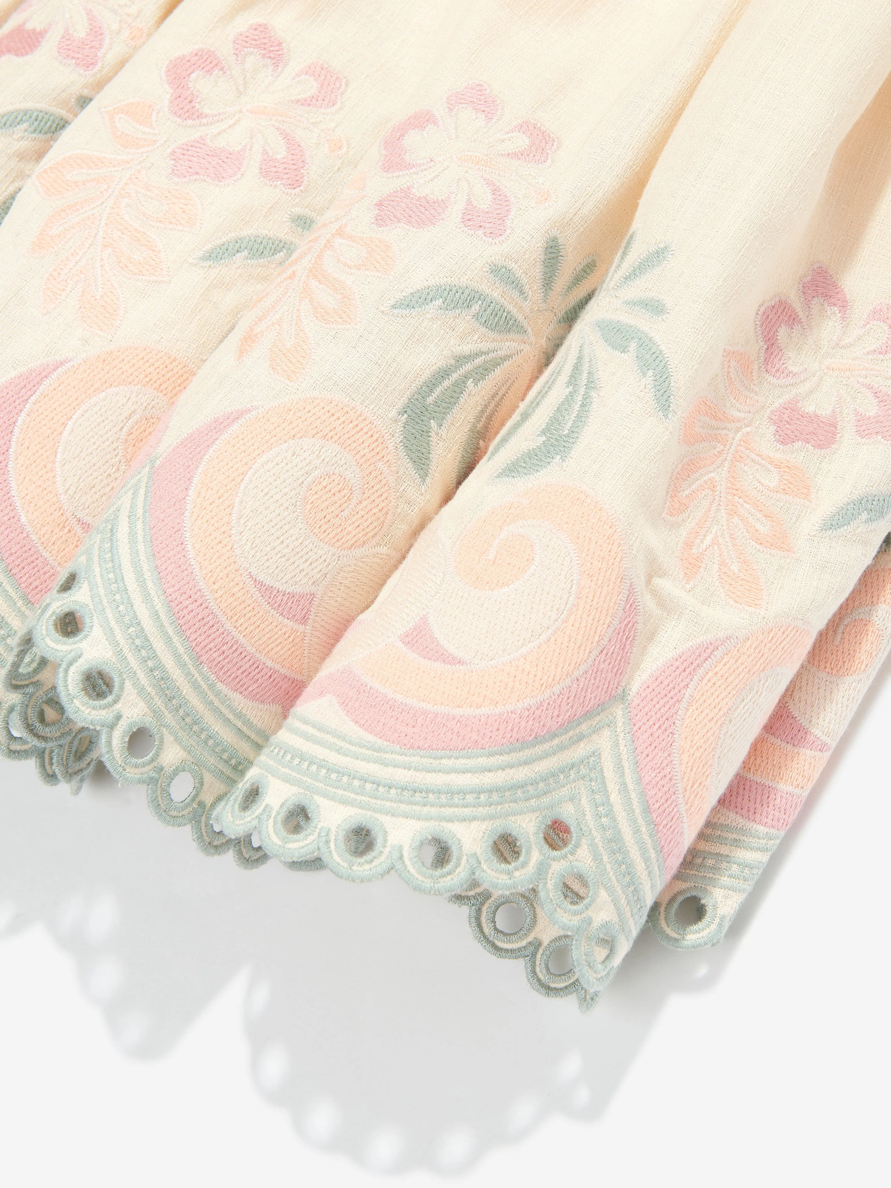Girls Tallow Embroidered Swing Dress in Ivory