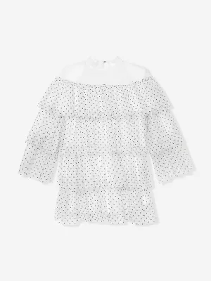 Girls Tiered Tulle Dress in White