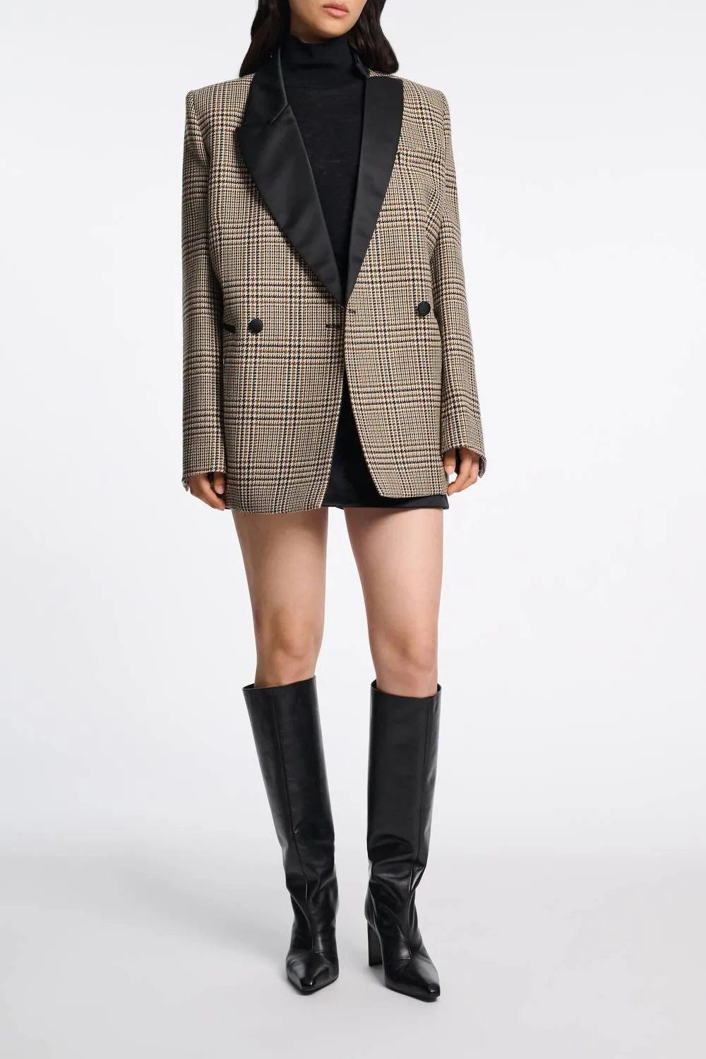 Graphic Elegance Jacket In Mixed Glencheck