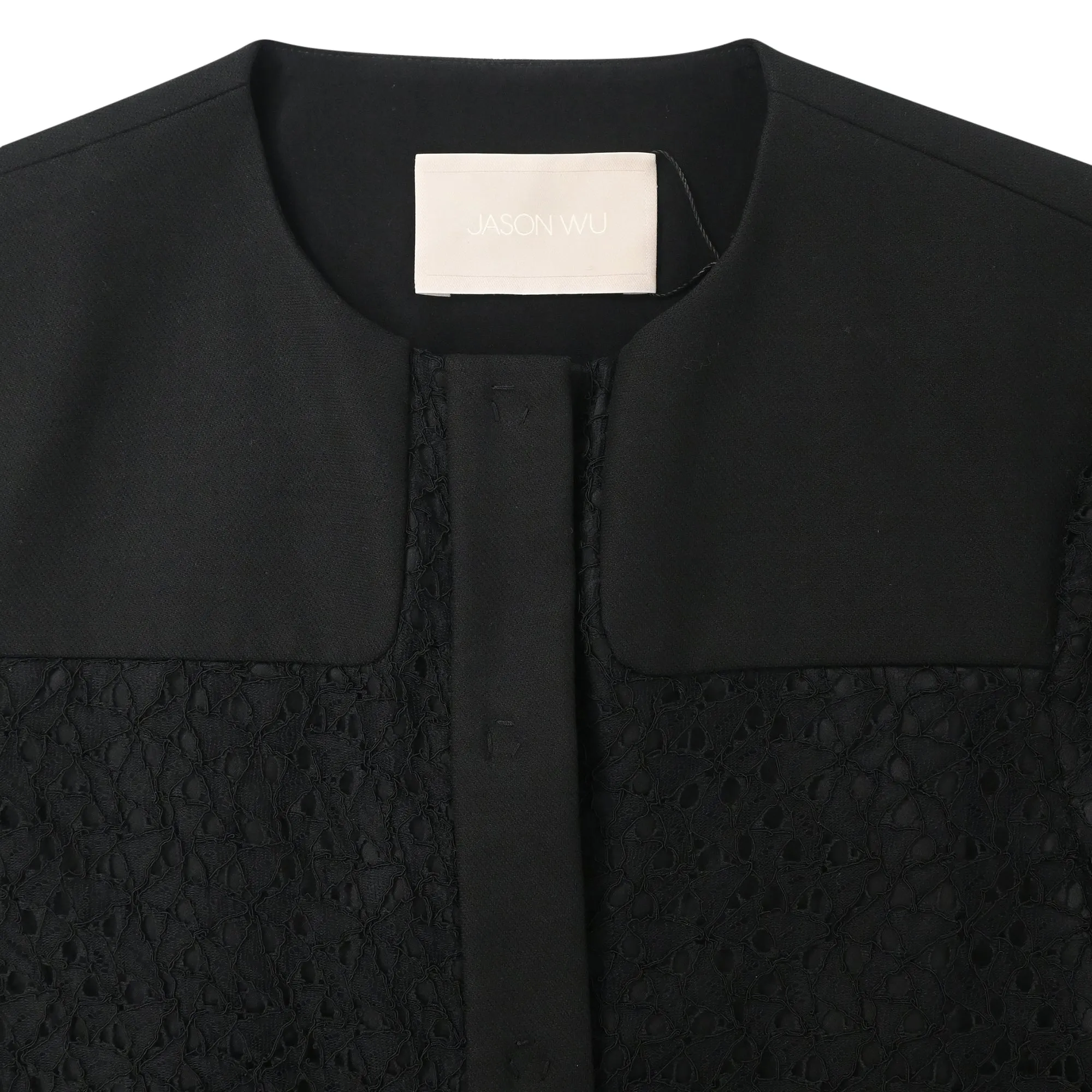 Jason Wu Lace-Detail Single-Breasted Blazer in Black Polyester