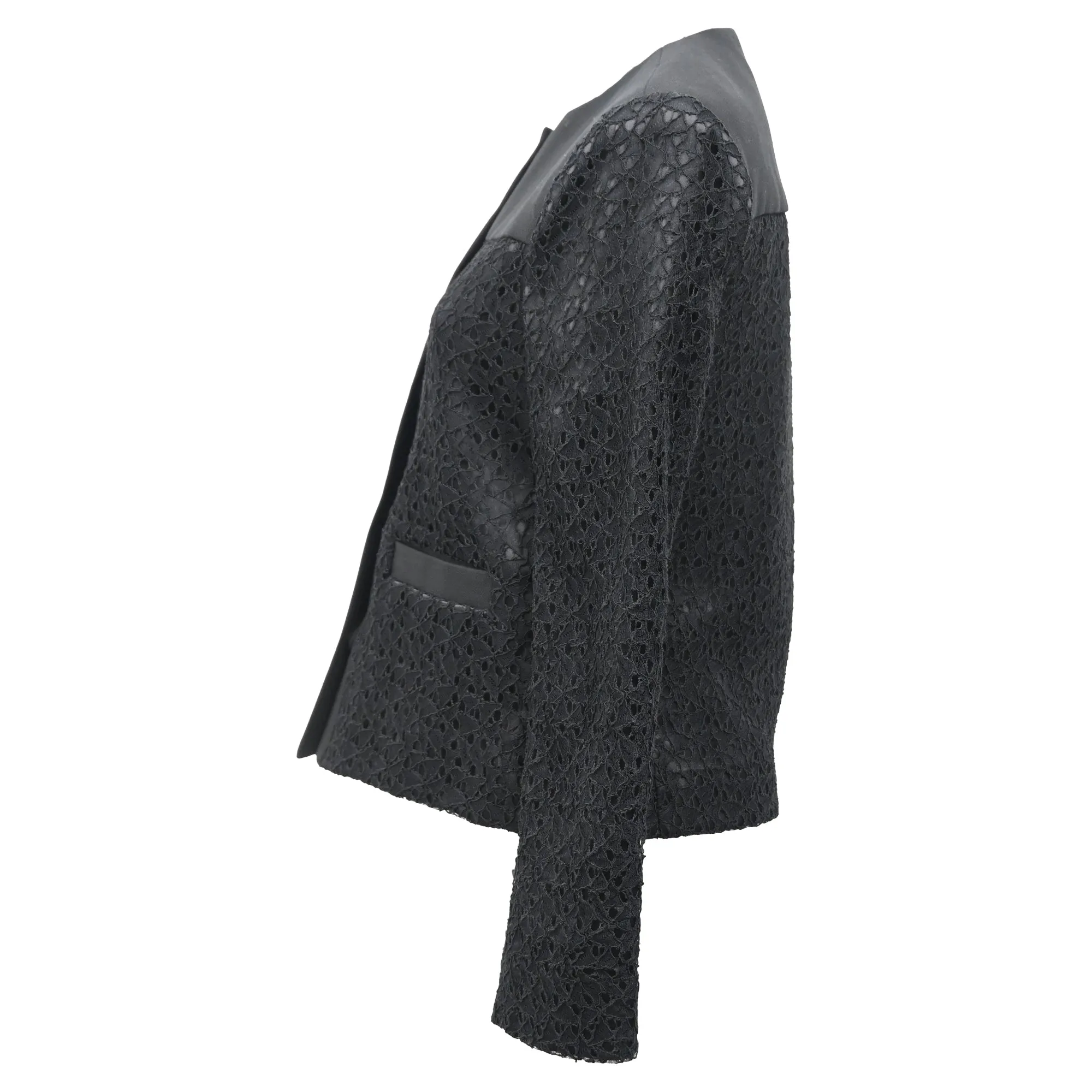 Jason Wu Lace-Detail Single-Breasted Blazer in Black Polyester