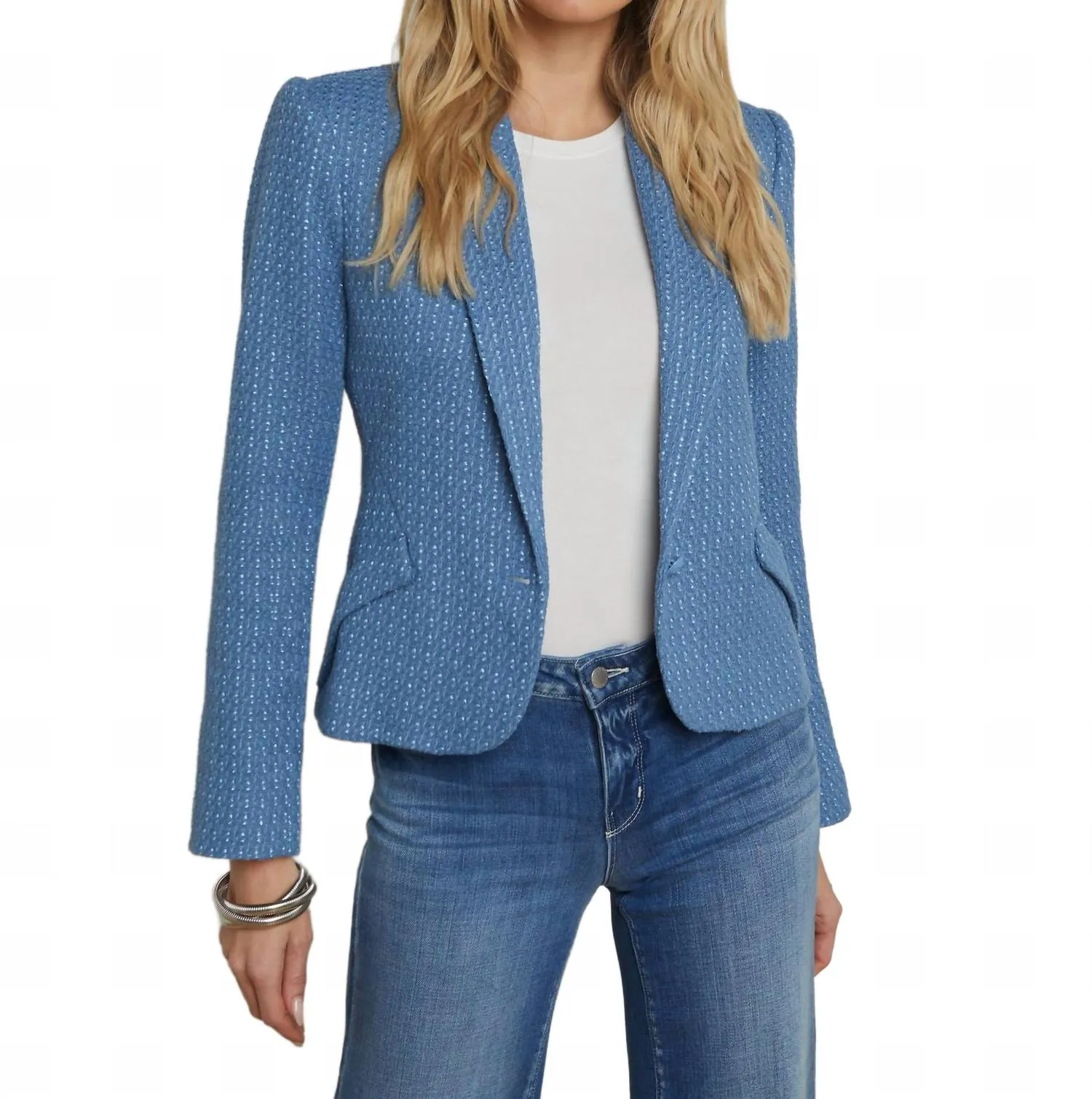 Jennah Blazer In Harbor Blue/good Luck Chain