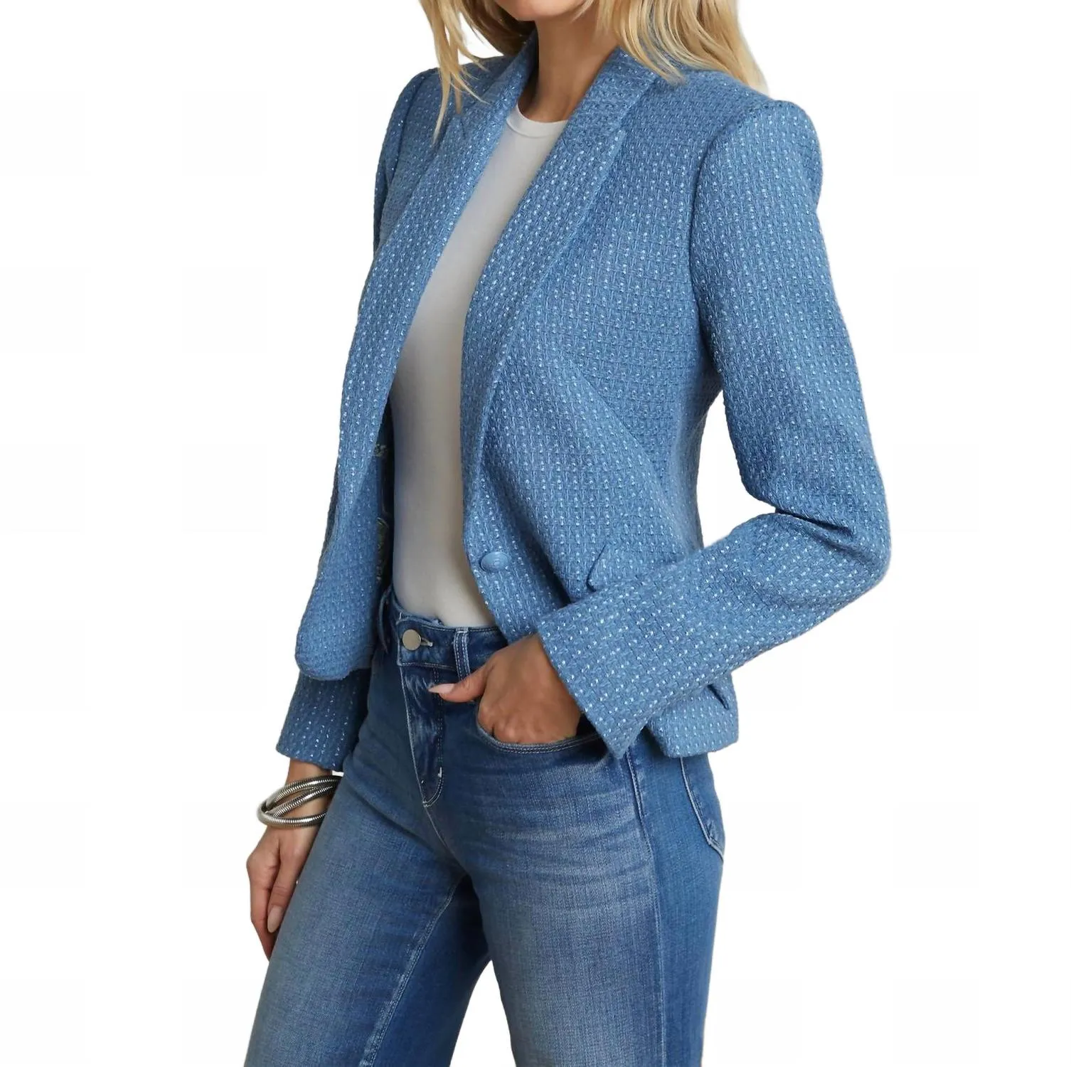 Jennah Blazer In Harbor Blue/good Luck Chain
