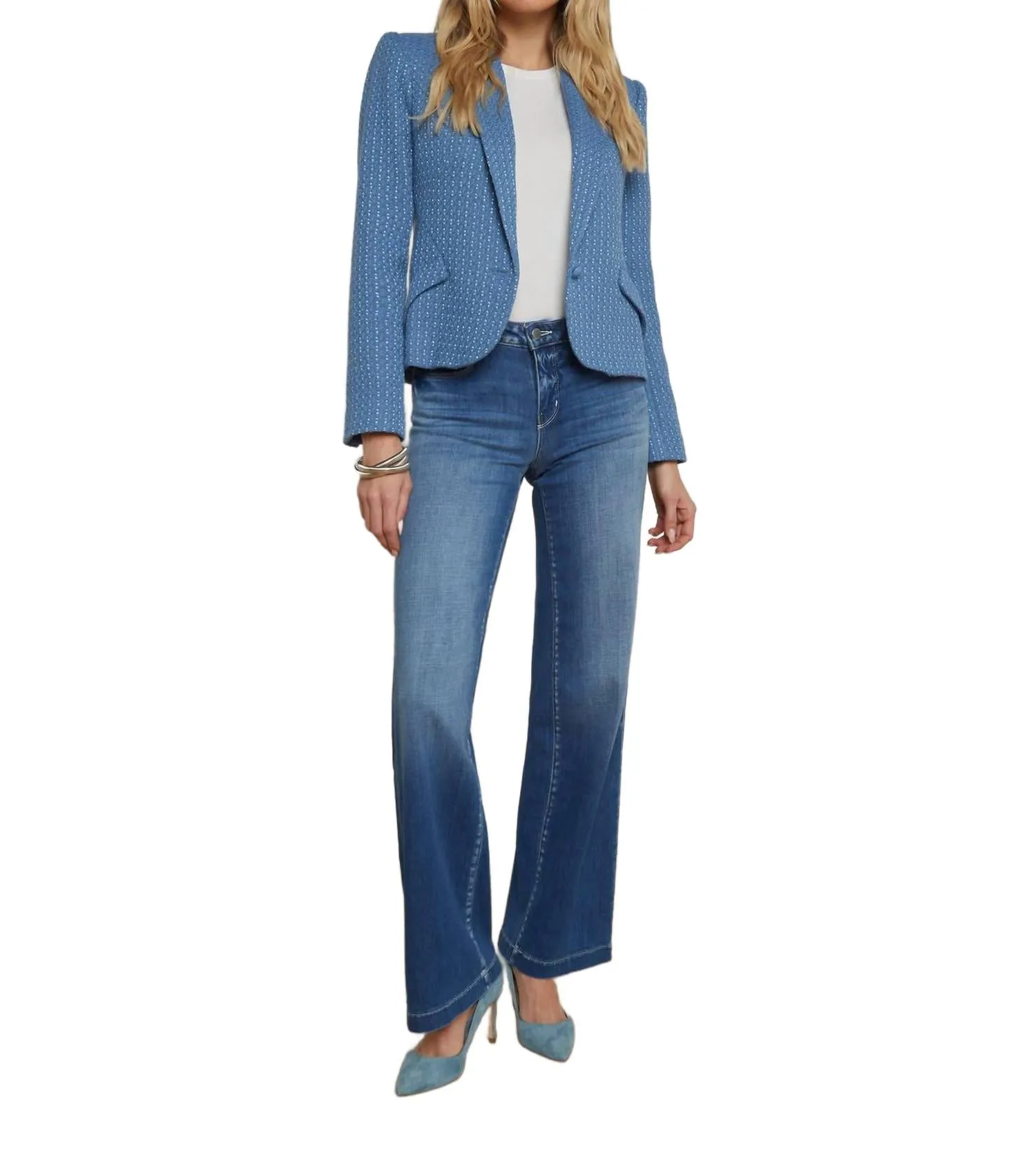 Jennah Blazer In Harbor Blue/good Luck Chain