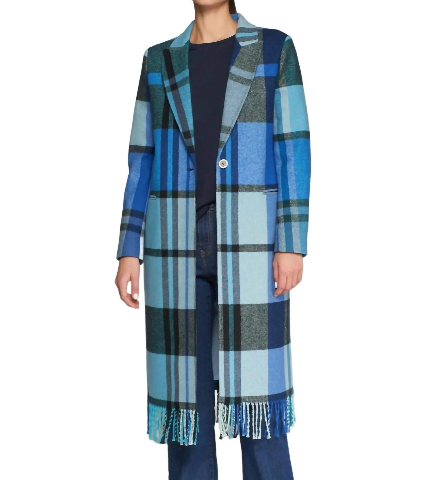 Katherin Plaid Coat In Cuadro Manta Azul