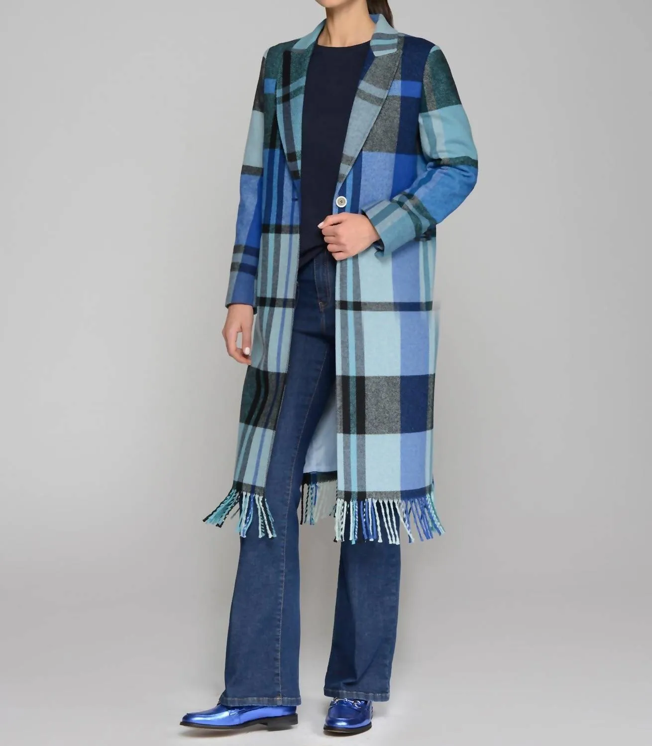 Katherin Plaid Coat In Cuadro Manta Azul