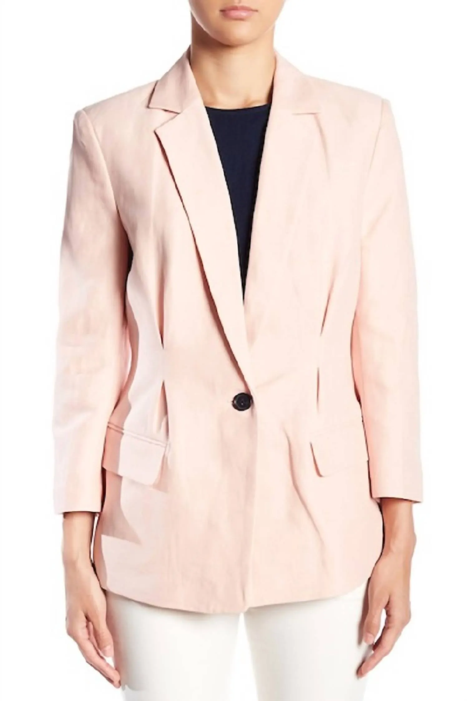 Lian Rose Blush Linen Blazer