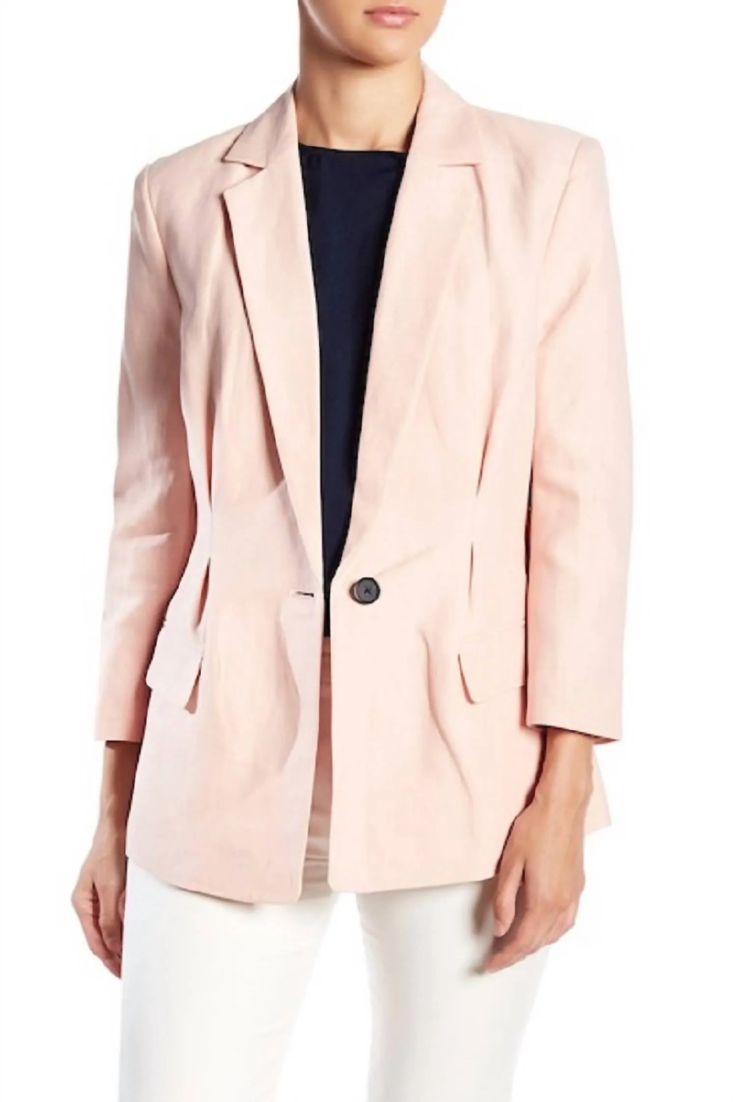 Lian Rose Blush Linen Blazer