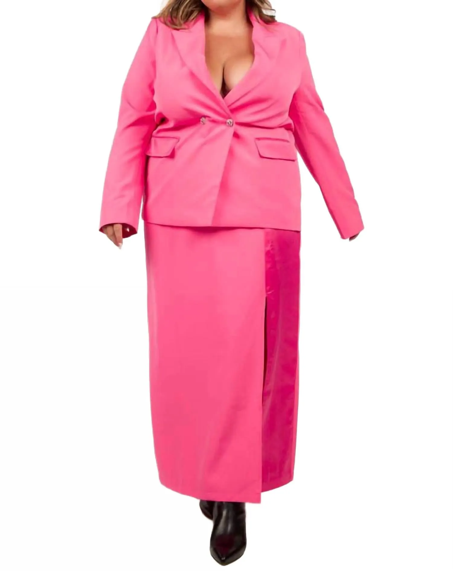 Long Sleeve Blazer In Pink