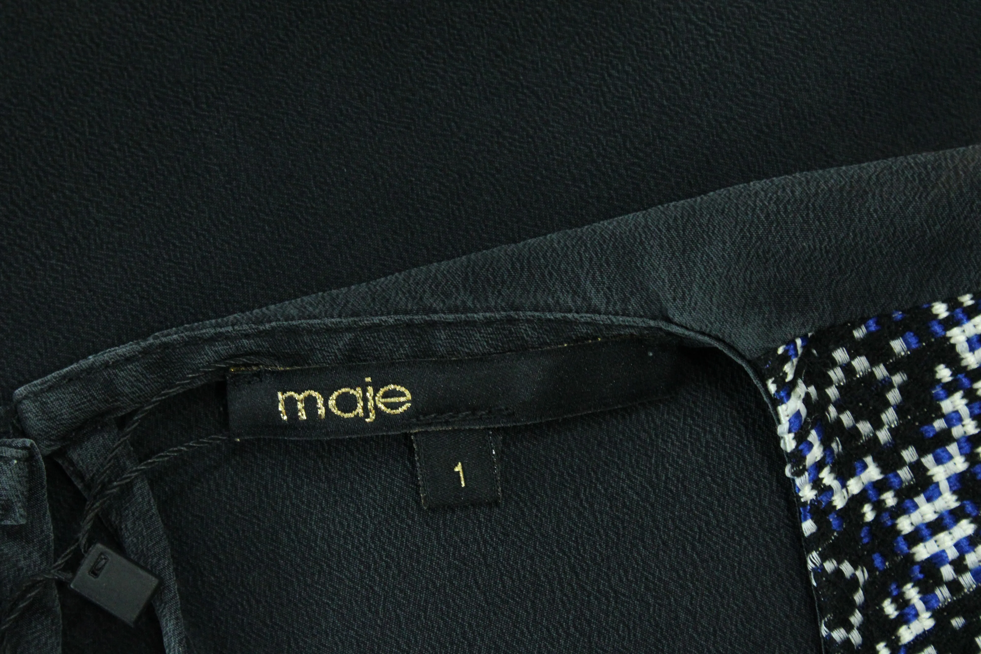 Maje Printed Blouse in Black Silk