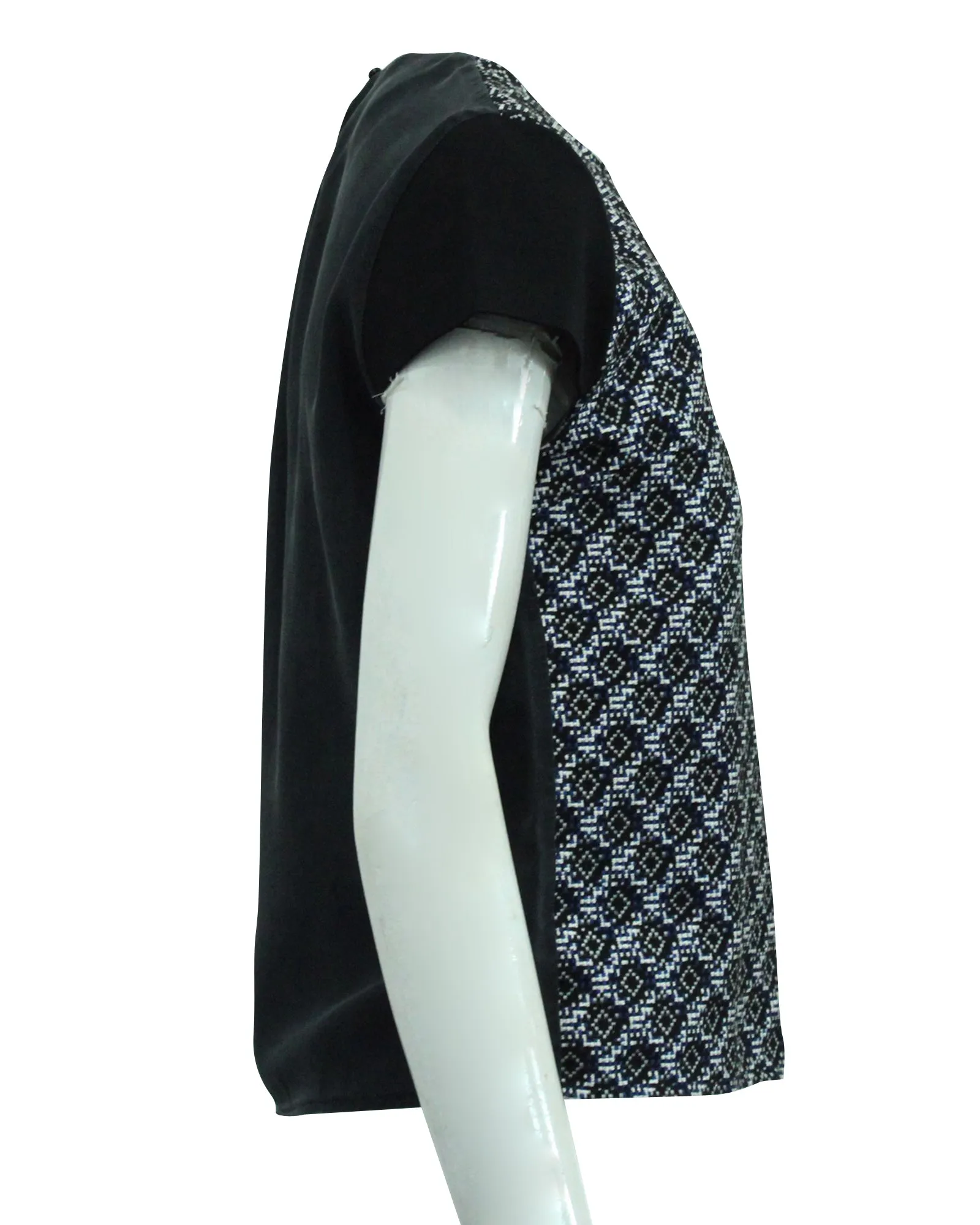 Maje Printed Blouse in Black Silk
